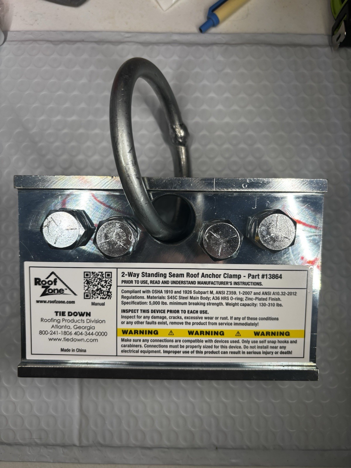 Roof Zone 2-Way Standing Seam Anchor Clamp Tie Down PART No. 13864 New