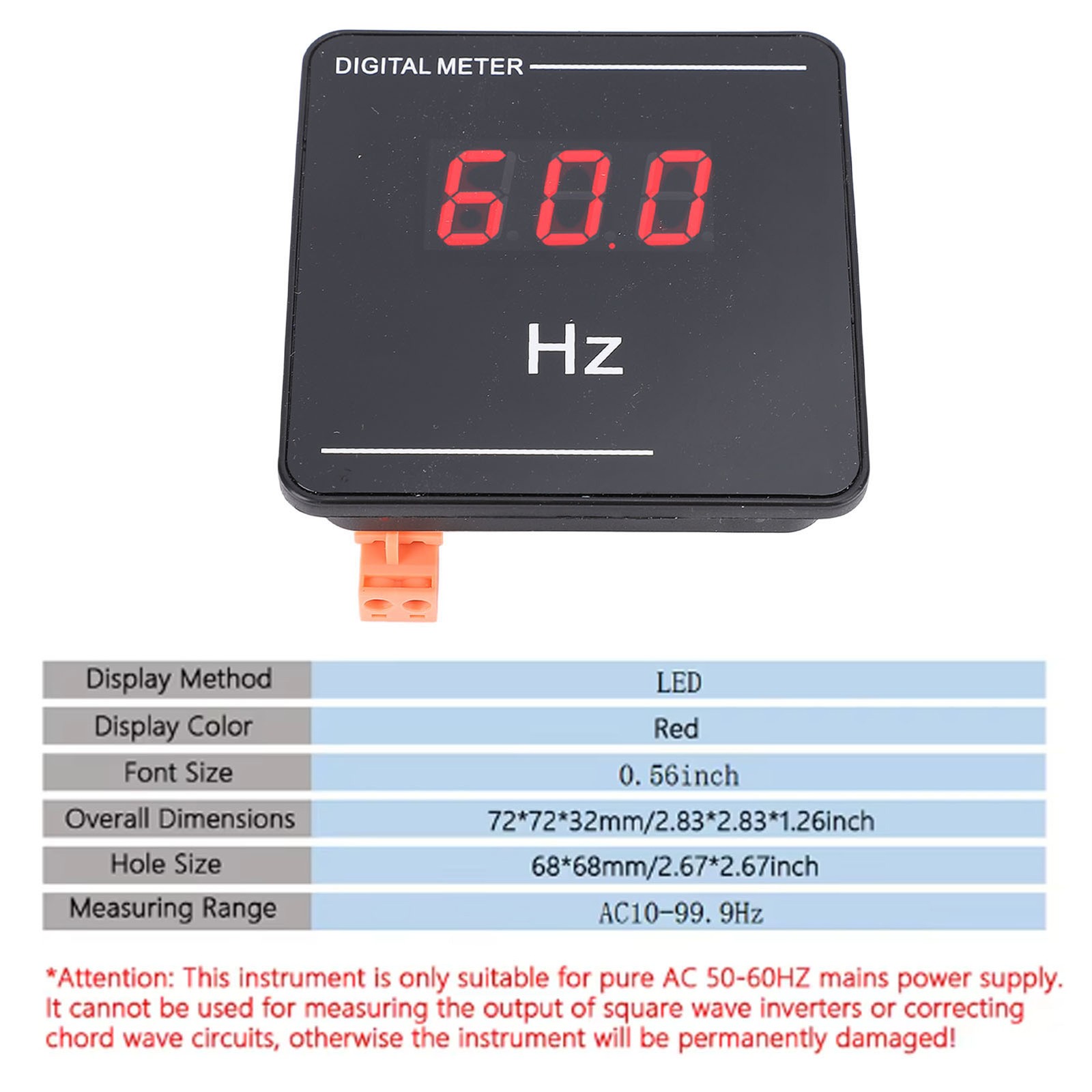 10-99.9Hz Digital Frequency Meter 0.56in LED Display Hz Counter Tester Cymometer