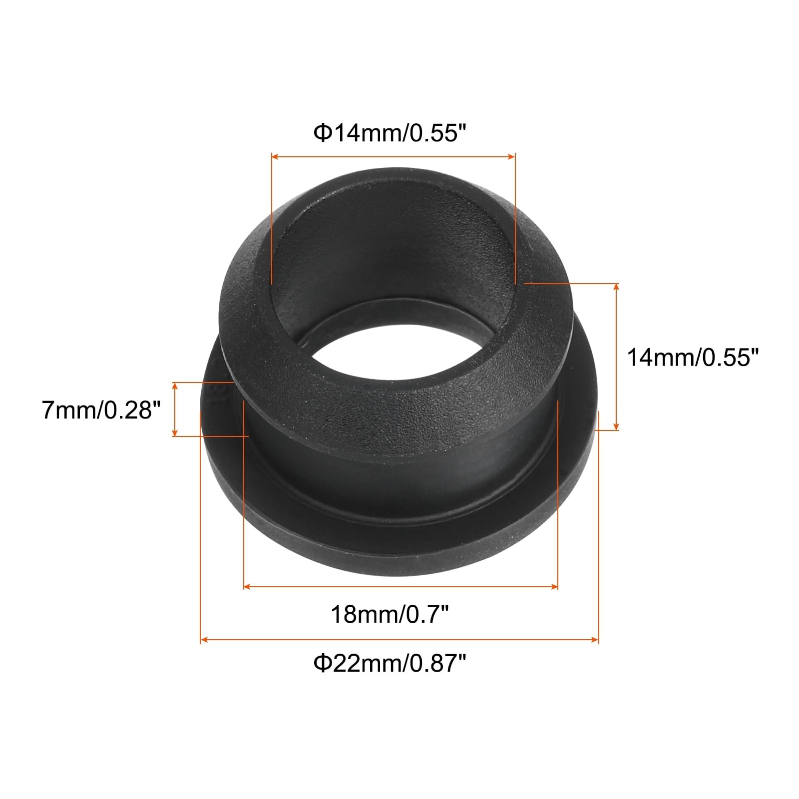4Pcs Snap Rubber Grommet Hole Plug Mount Dia 18mm ID 14mm H 14mm Seal Black