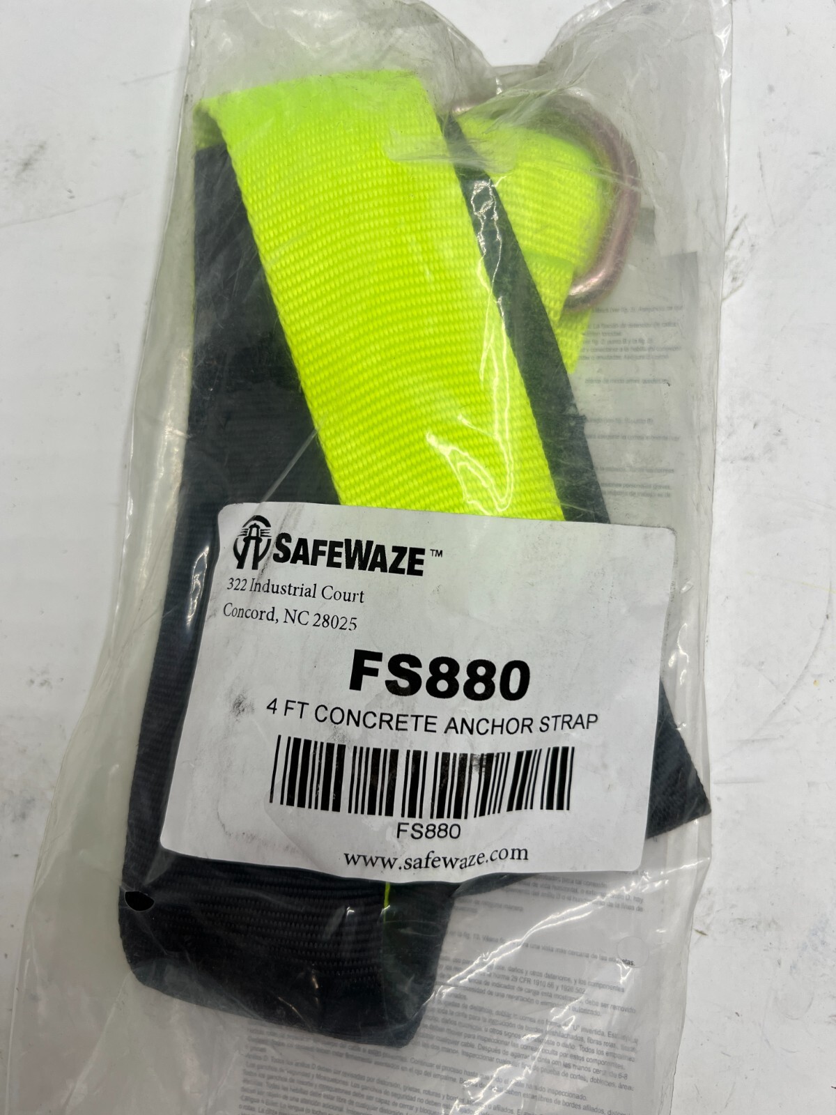 Pack of 5 Fall Safe USA FS880 4′ Concrete Anchor Strap with Wear Pad- D-ring-