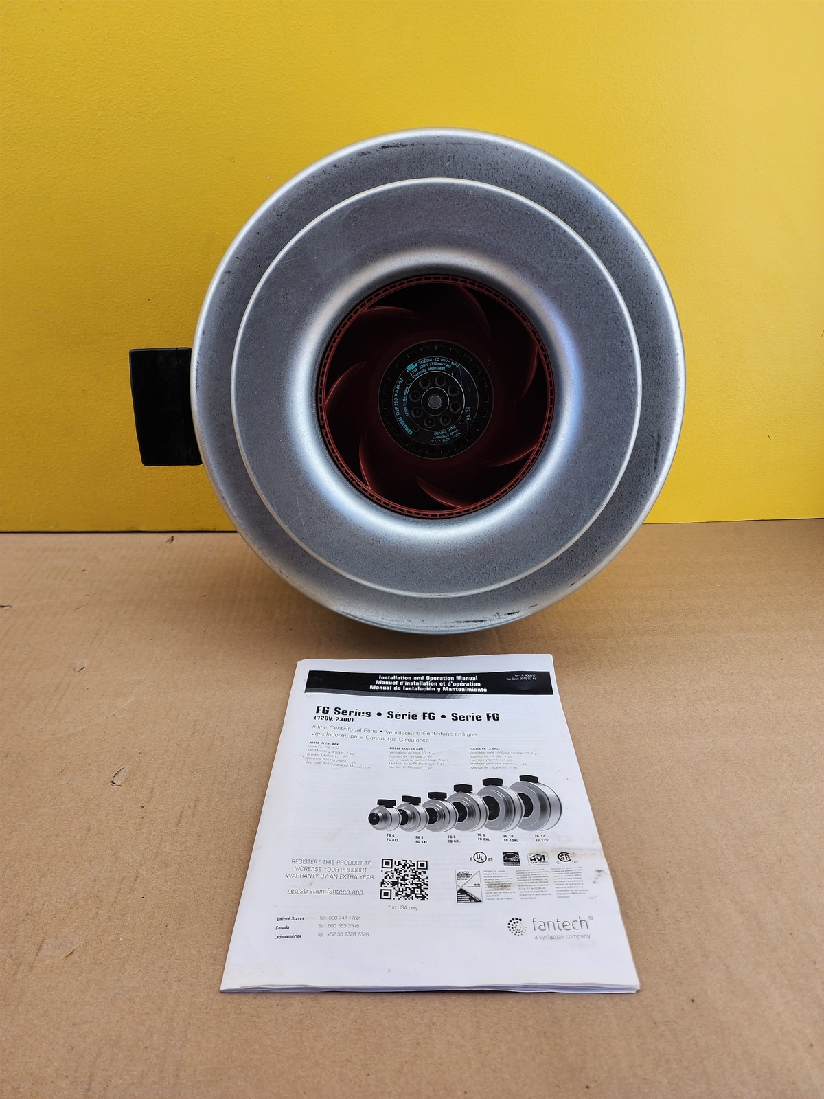 NEW Fantech 40413 FG12XL Inline 12″ Centrifugal Duct Fan, 120V, 940 cfm