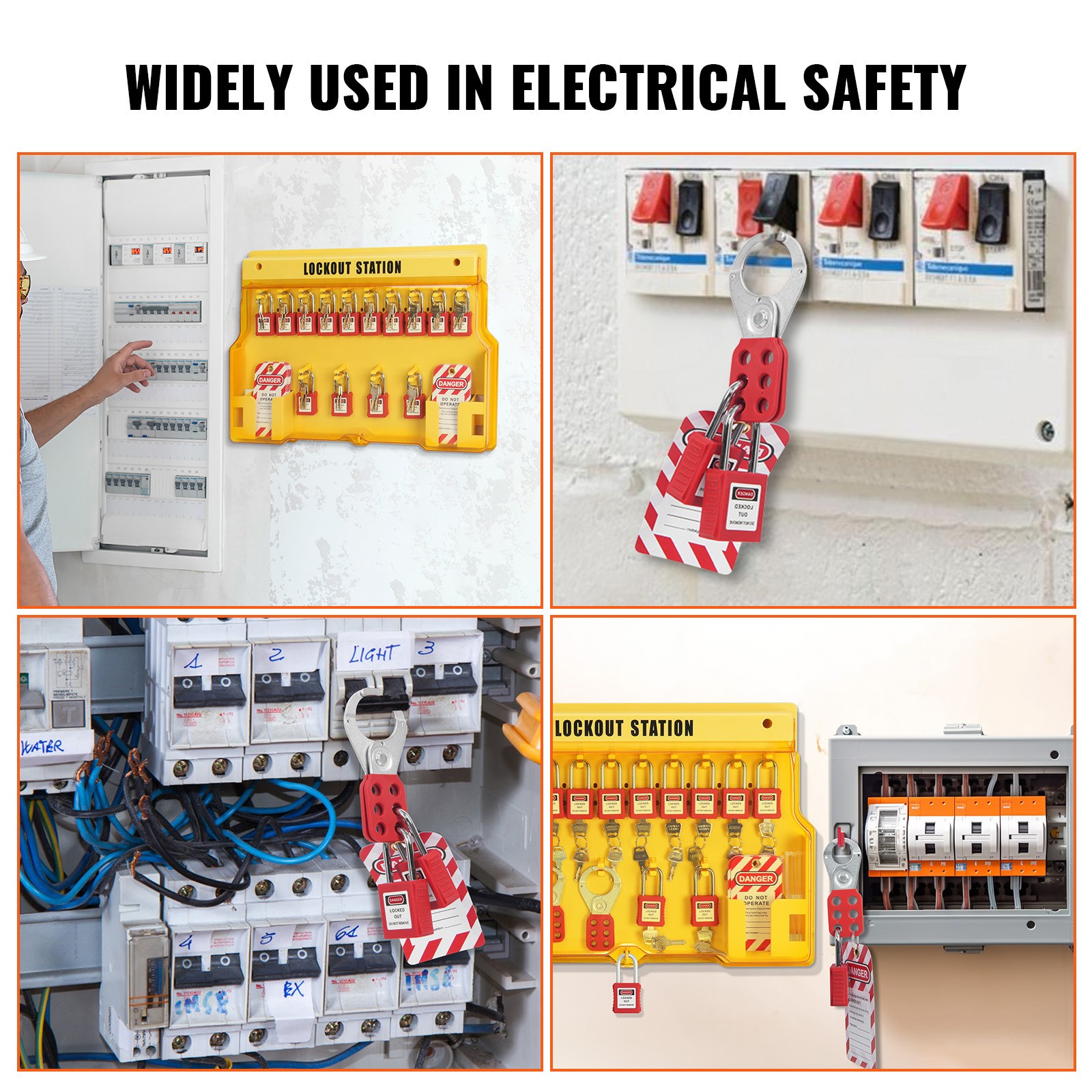 Uimoso 60PCS Electrical Lockout Tagout Kit Safety Padlocks Hasps Tags Ties Board