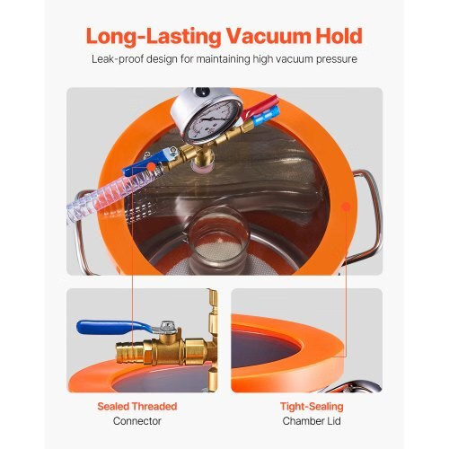 1.5 Gallon Vacuum Chamber and 3.5 CFM Pump Kit, Stainless Steel Chamber, Single