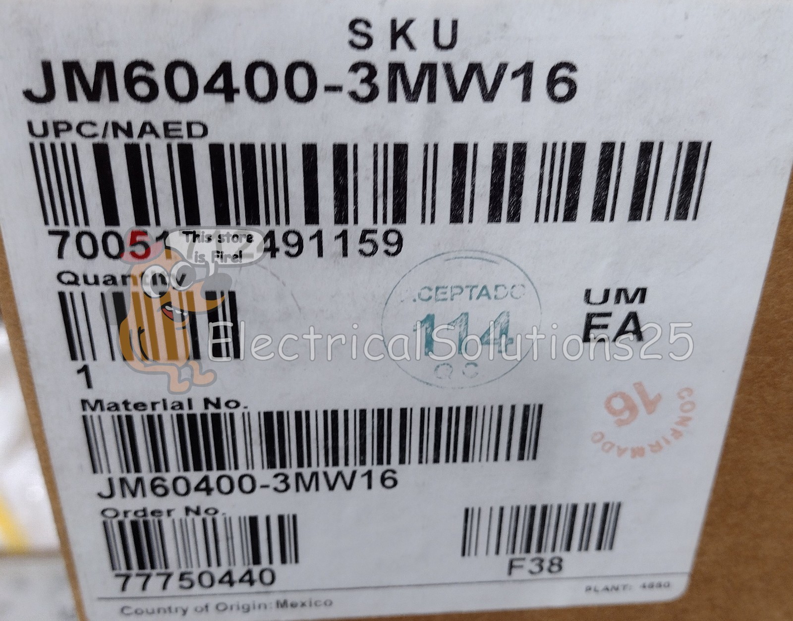New Eaton JM60400-3MW16 400A 600V 3-Pole Class J Fuse Block – Free Shipping