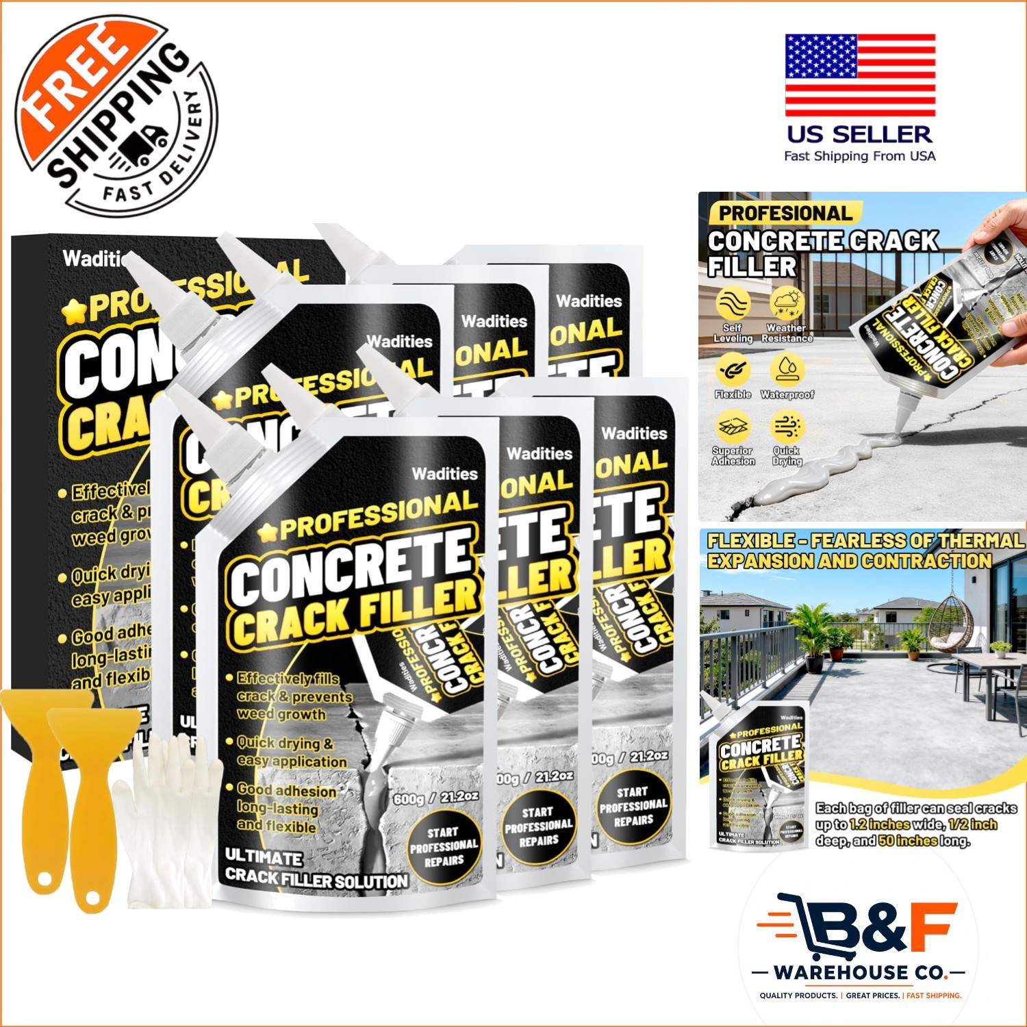 Fast-Drying 8LB Concrete Repair Sealant – Waterproof & High Elasticity Formula
