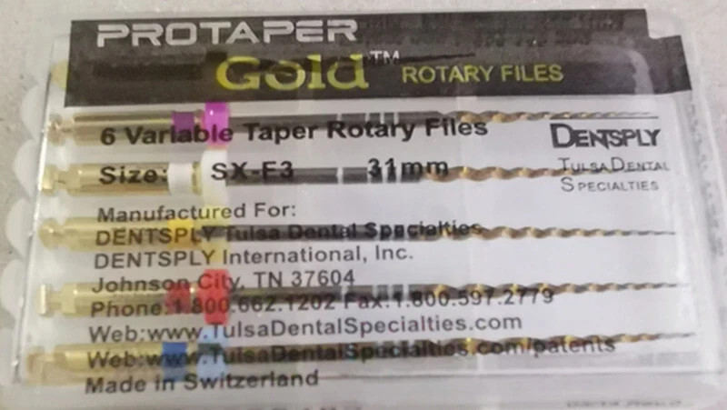 Dentsply ProTaper Gold Rotary Files F1,F2,F3,S1,S2,SX-F3, SX19 25mm 6 file pkg 1