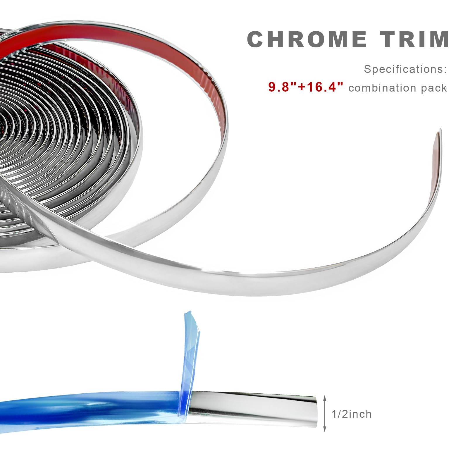 JNXIJ 26FT Automotive Chrome Trim Molding, 1/2″ (12mm) Wide Car Body Side Dec…