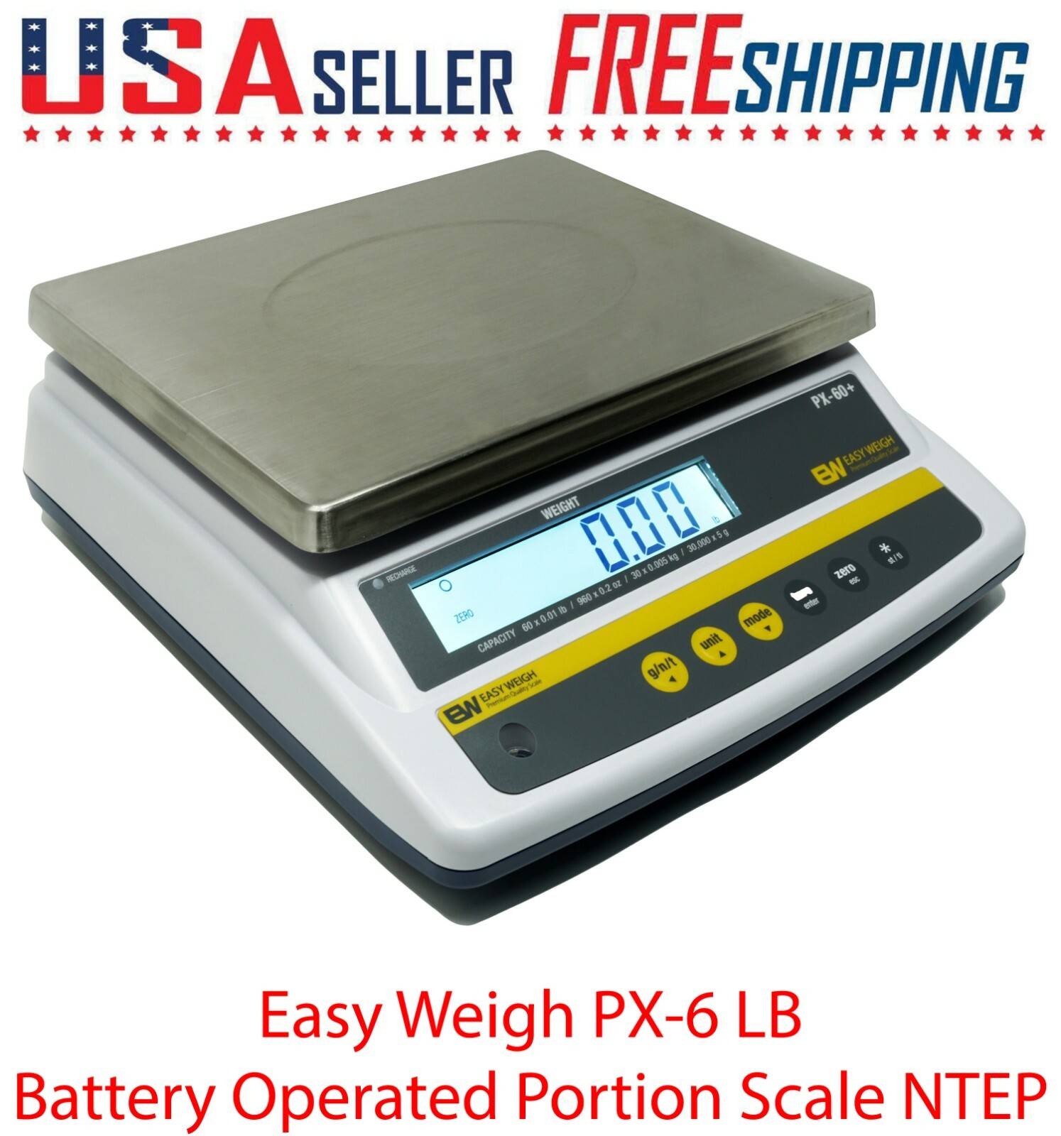 Easy Weigh PX-6 x 0.001 LB Capacity Battery Operated Portion Control Scale NTEP