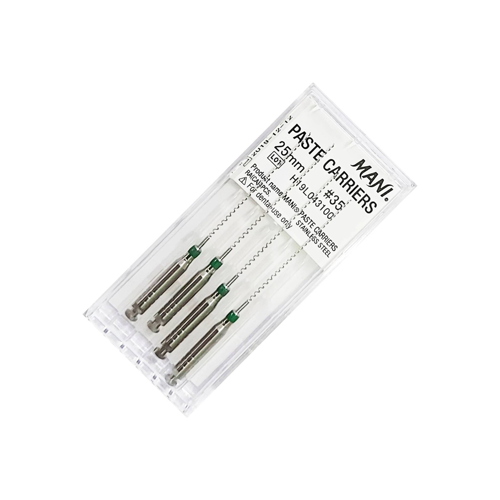 Mani PC35 Paste Carriers Stainless Steel Size #35 25mm .02 Taper 4/Pk