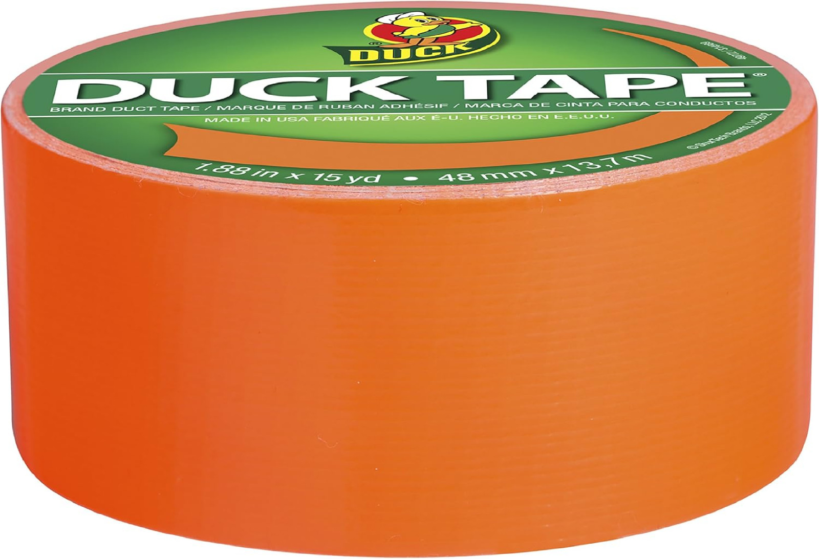 Duck Brand 1265019 Color Duct Tape, Neon Orange, 1.88 Inches x 15 Yards, Single
