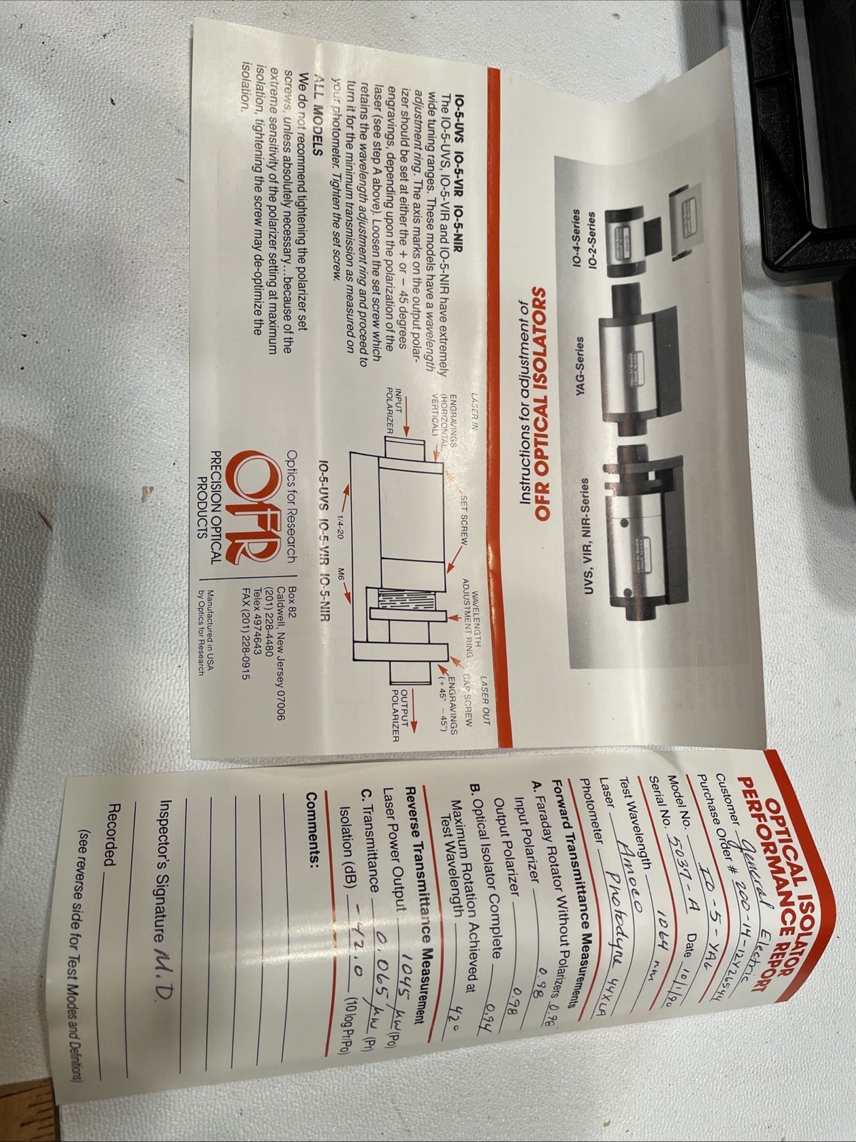 OFR General Electric Optical Isolator Model Number # IO-5-YAG
