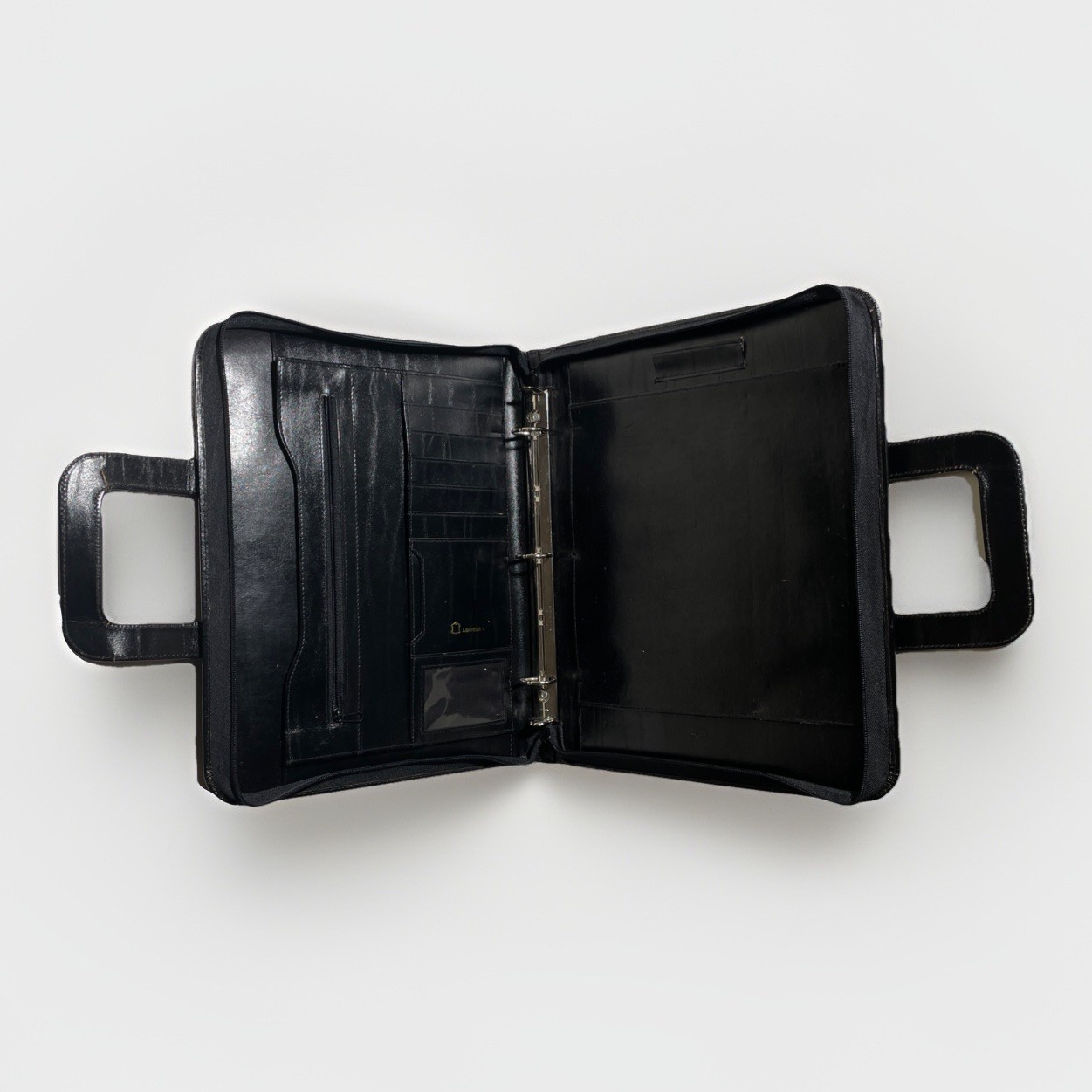 United States Postal Service (USPS) Black Leather Zippered Binder w/ Handles VTG
