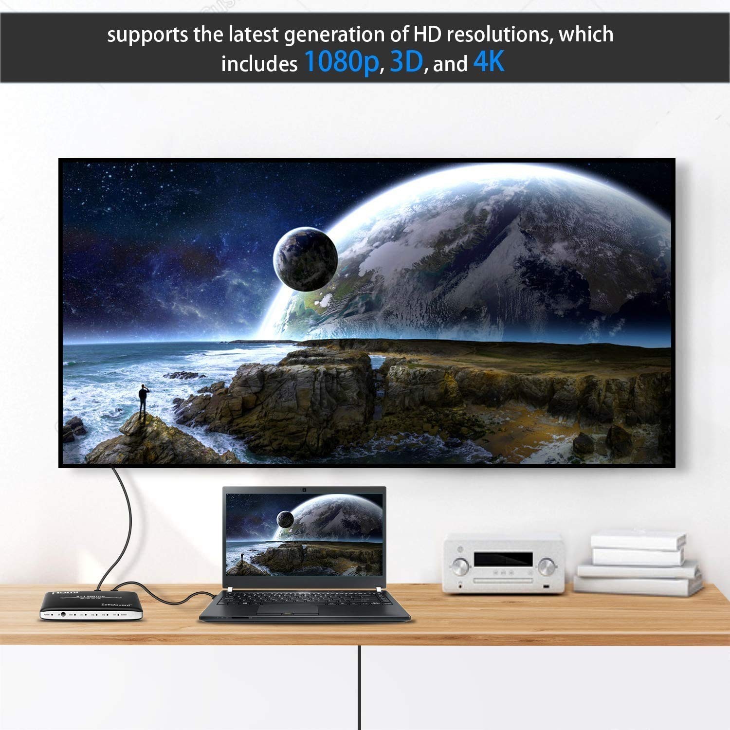 4K x 2K 3 Port 3 x 1 HDMI Switch with PIP(Picture in Picture) and IR Wireless…