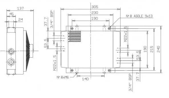Hydraulic oil cooler with fan 130L/min 12V ST60 ex