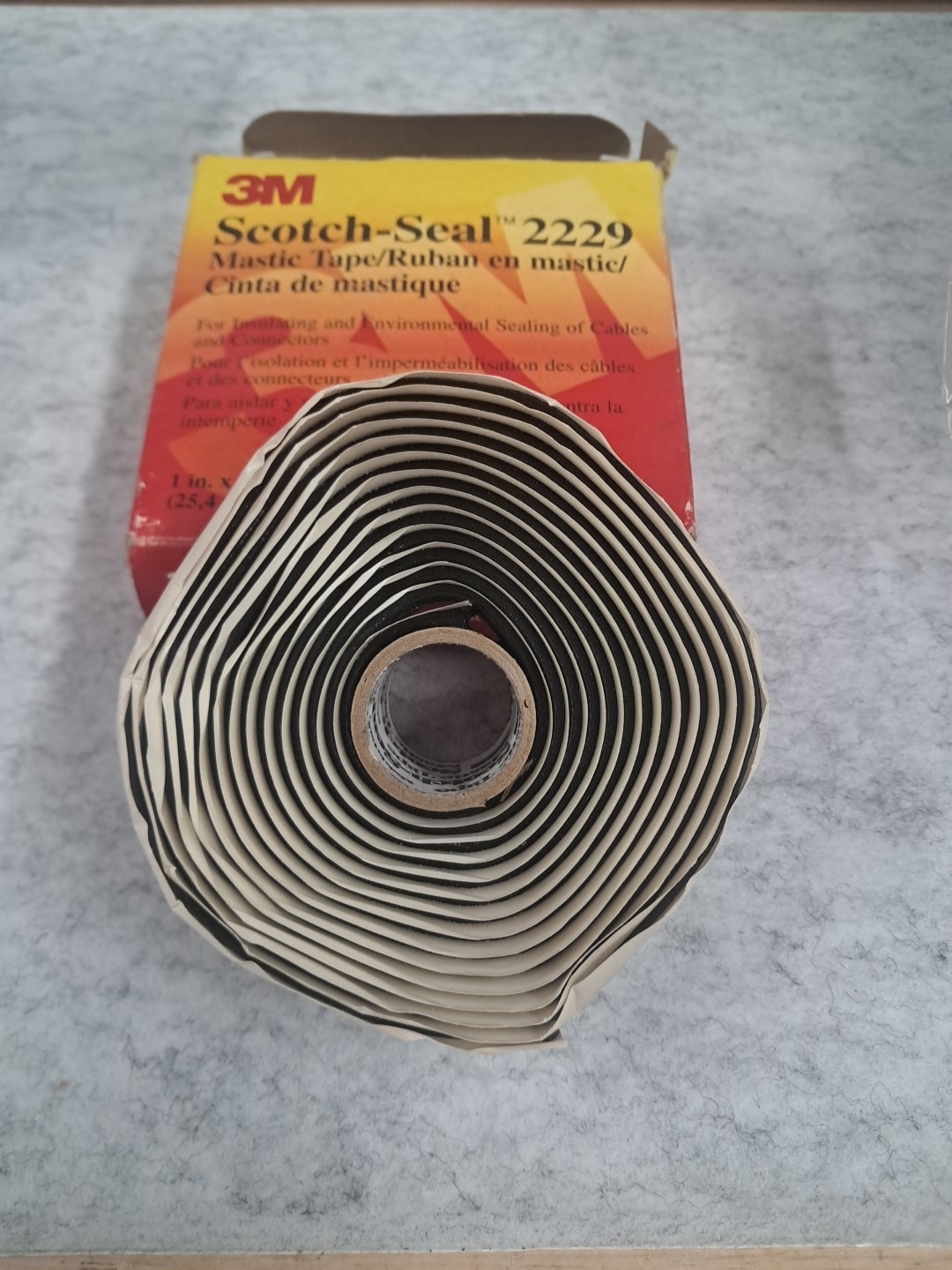 1 Roll 3M Scotch-Seal 2229 Black Insulating Tape Mastic Tape 1 in x 10 ft