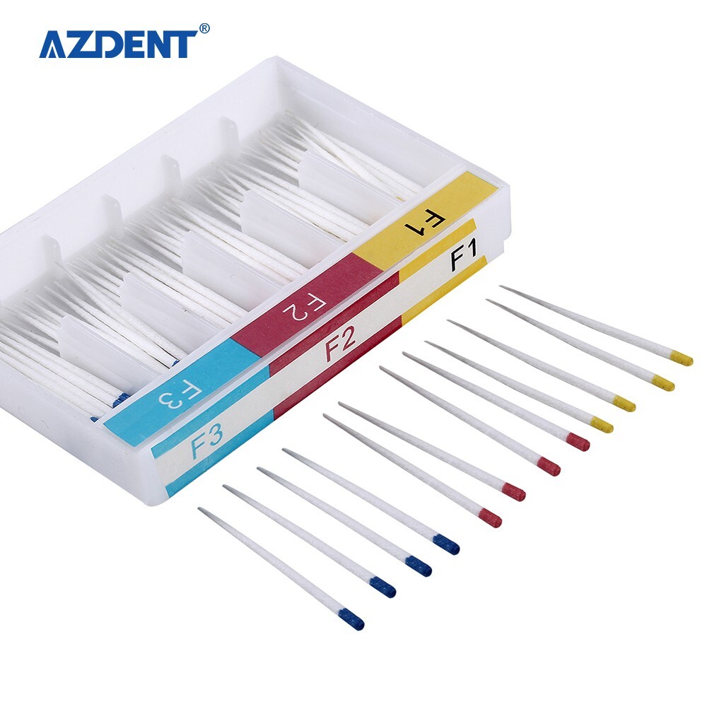 100PCS Dental Puntos Absorbentes de endodoncia para Endo Root Canel F1, F2, F3