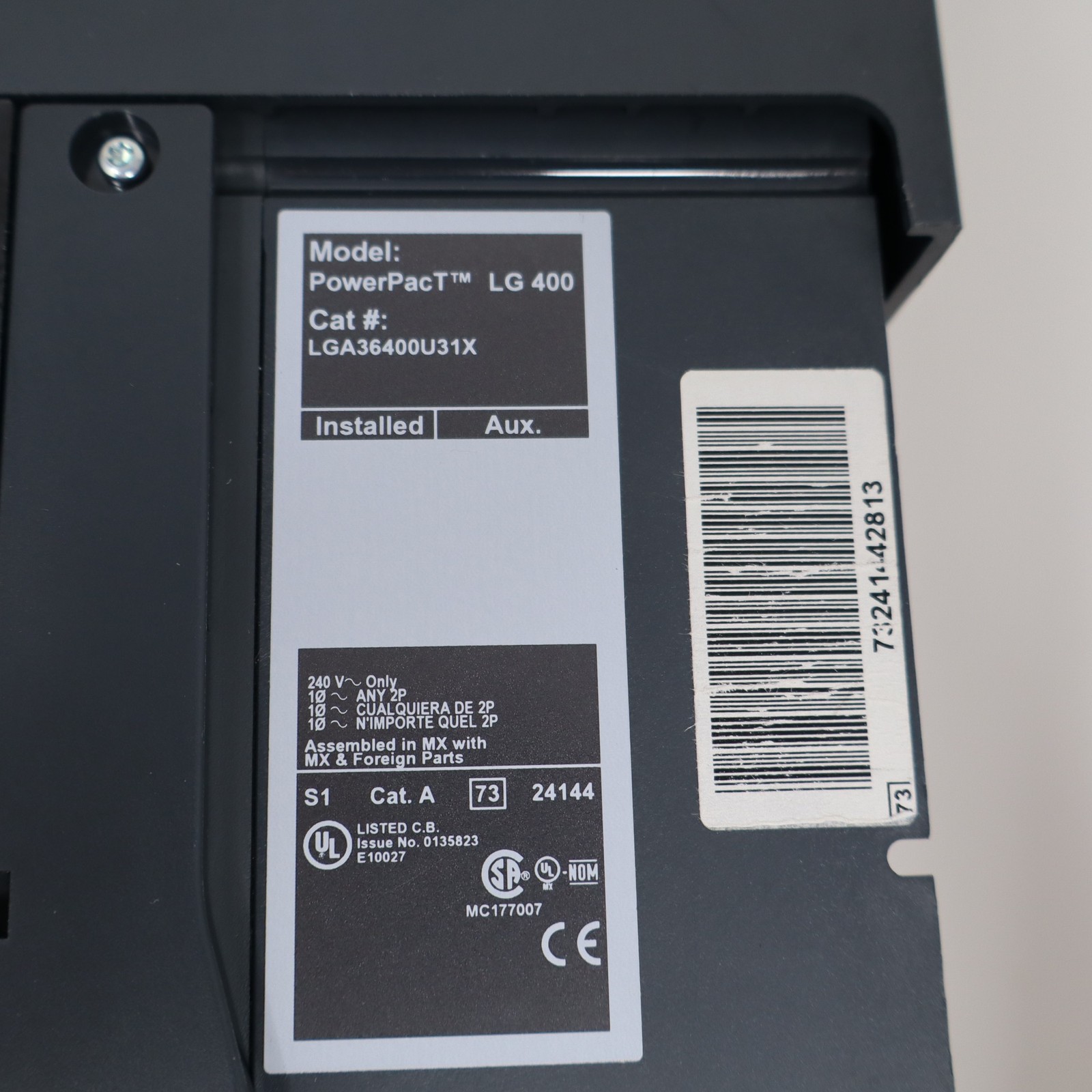 Square D PowerPact LG 400A Breaker LGA36400U31X 3 Pole