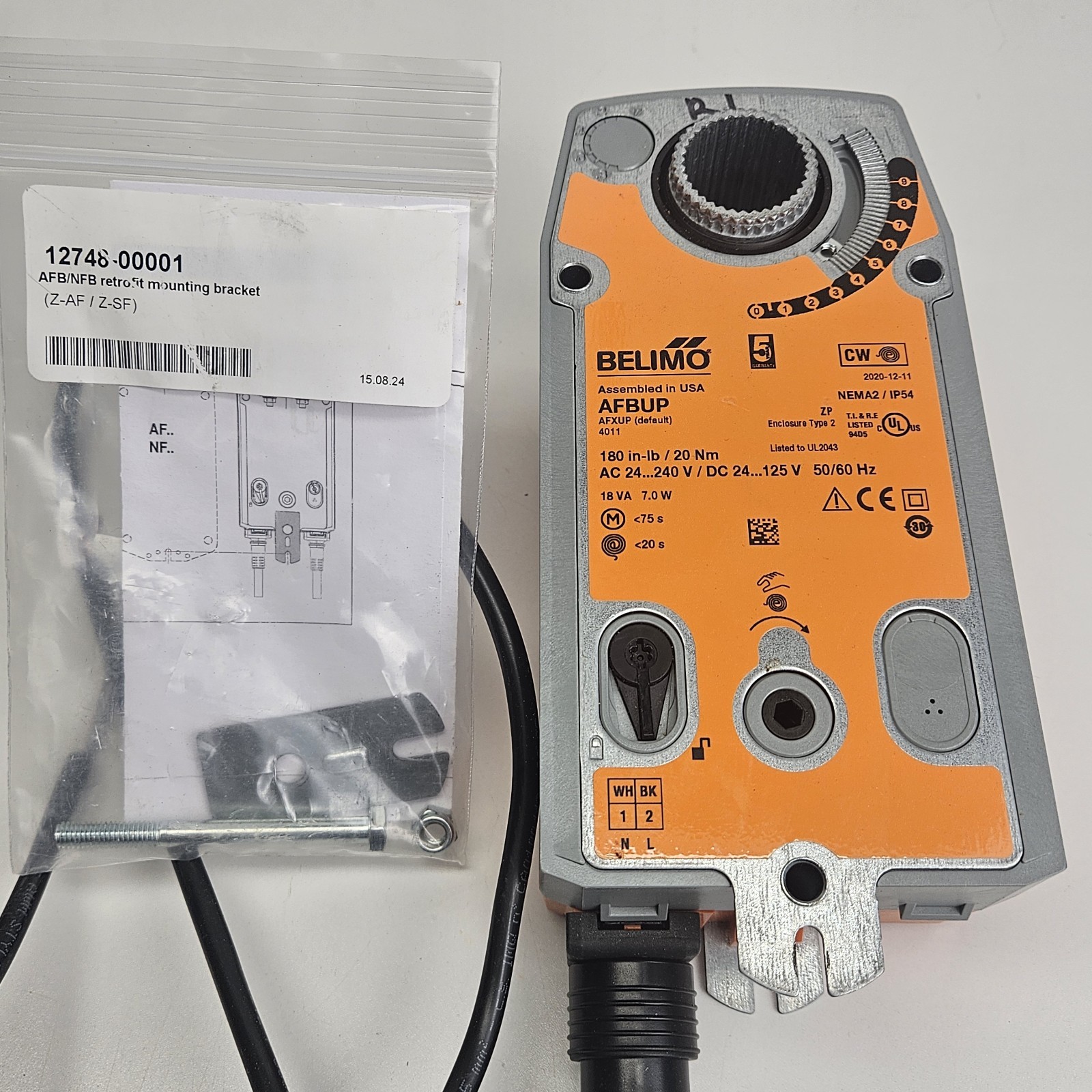 NEW Belimo AFBUP Damper Actuator 24-240V 180 in-lb HVAC Control Motor & Bracket