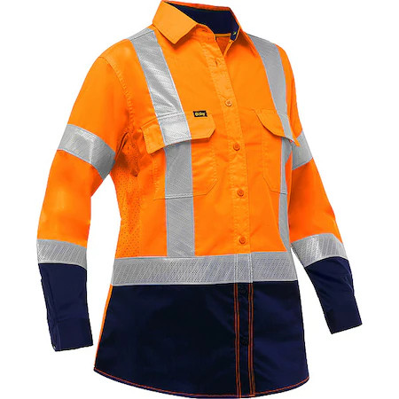 Bisley 313W6491h-On/Xl Women’s Hi-Vis Long Sleeve Button Front Shirt, 3, R,