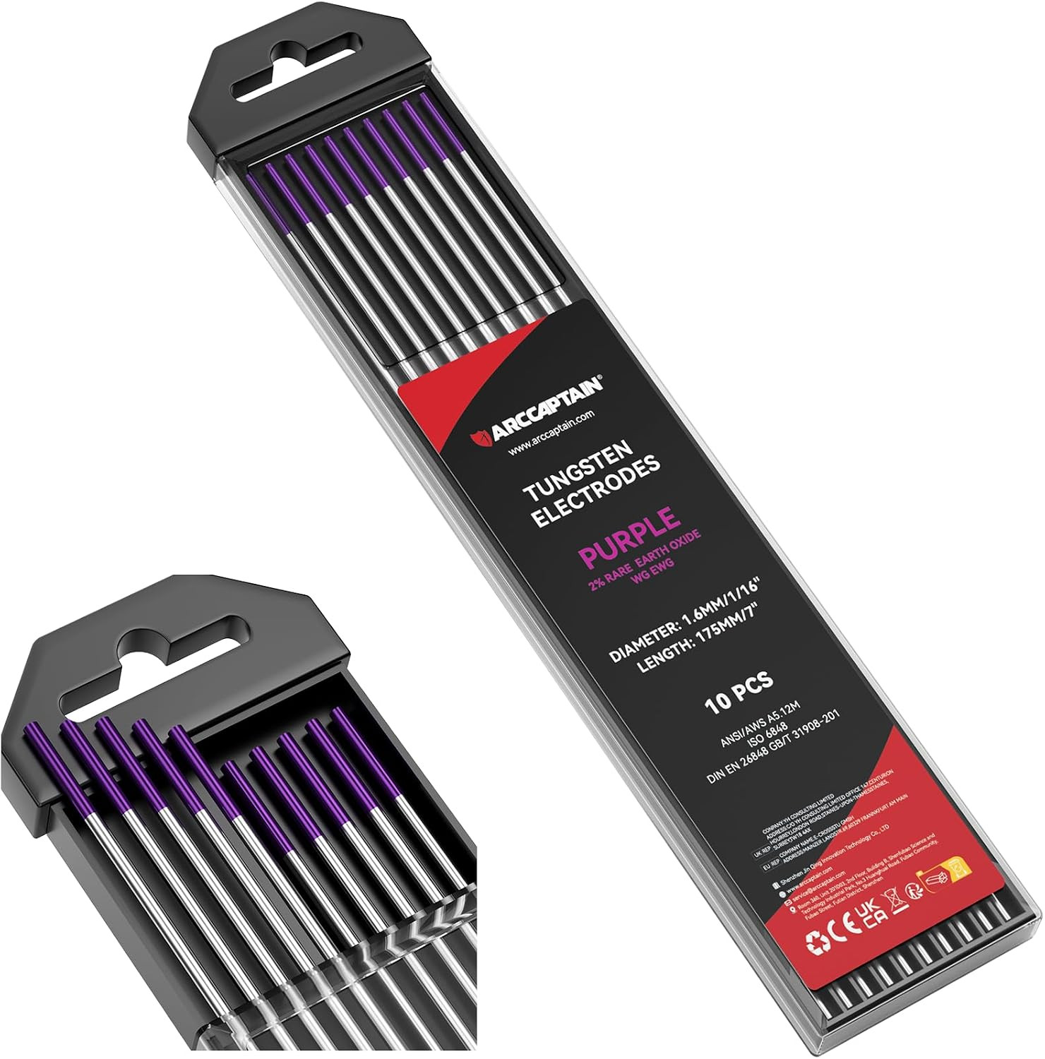 TIG Tungsten, TIG Welding Tungsten Electrode Blue 2% Lanthanated 10-Pack 3/32″X