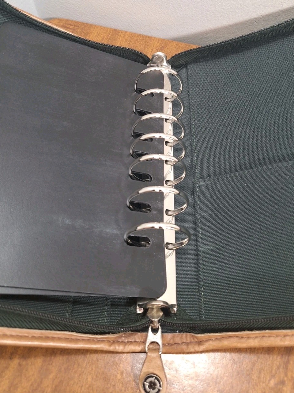 Vtg Franklin Covey Planner Green Canvas Tan Leather Trim 8×10 Full Zip Closure