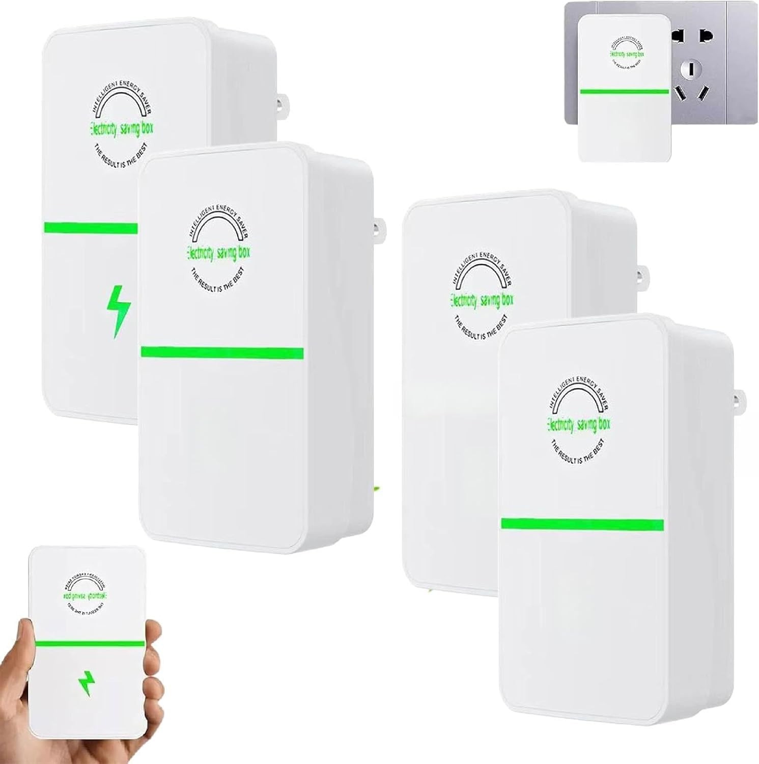 4Pcs Electricity Saving Box Plug-In Power Box Save Outlet for Household/Offices