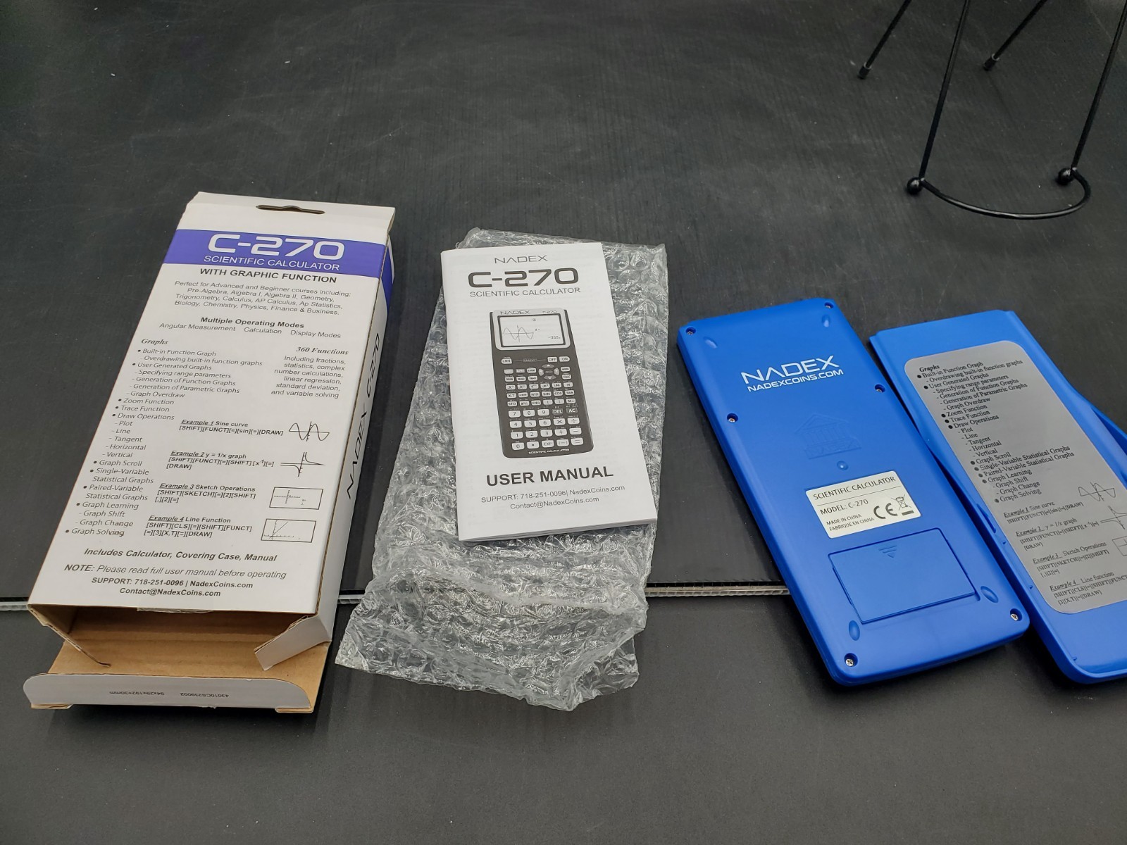 Nadex Dark Blue Scientific Calculator Model C-270 New Open Box Ships Free