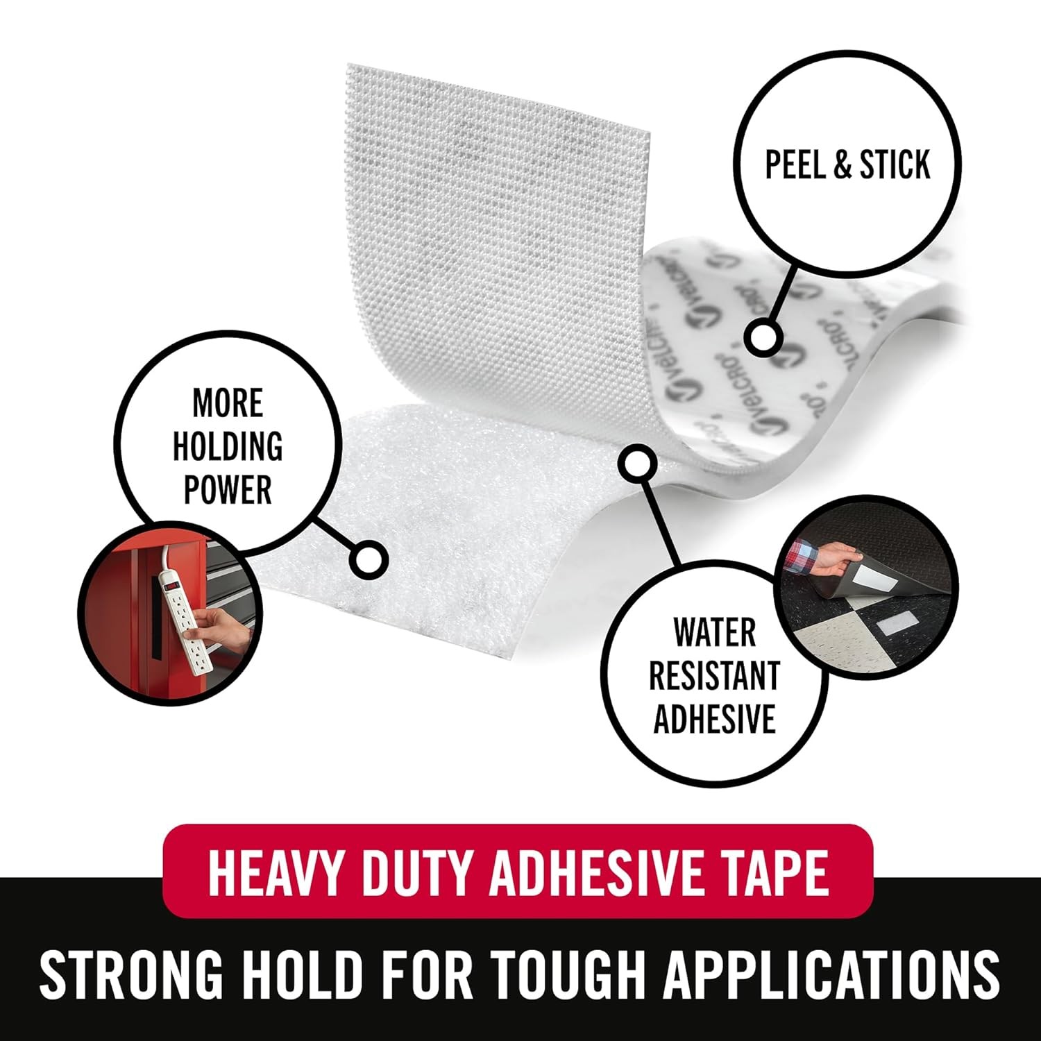 Heavy Duty Velcro Tape 12 Foot Roll Self Adhesive Sticky Back Mounting Strip
