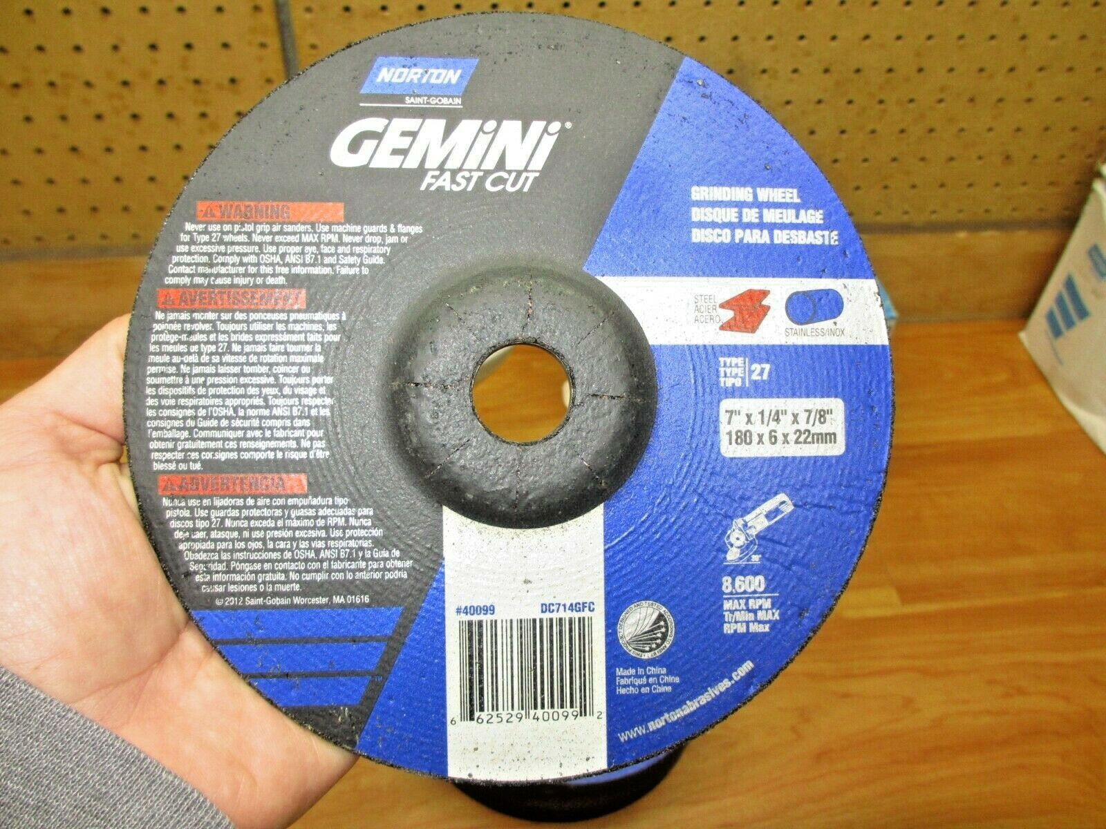 Norton 40099 (LOT OF 10) Grinding Wheel DC714GFC 7″ x 1/4″ x 7/8″ Gemini