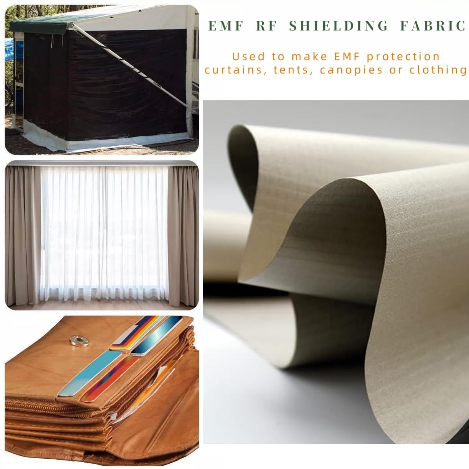 Amradield Waterproof Faraday Fabric 39″x43″ Conductive Soft Metallic Copper F…