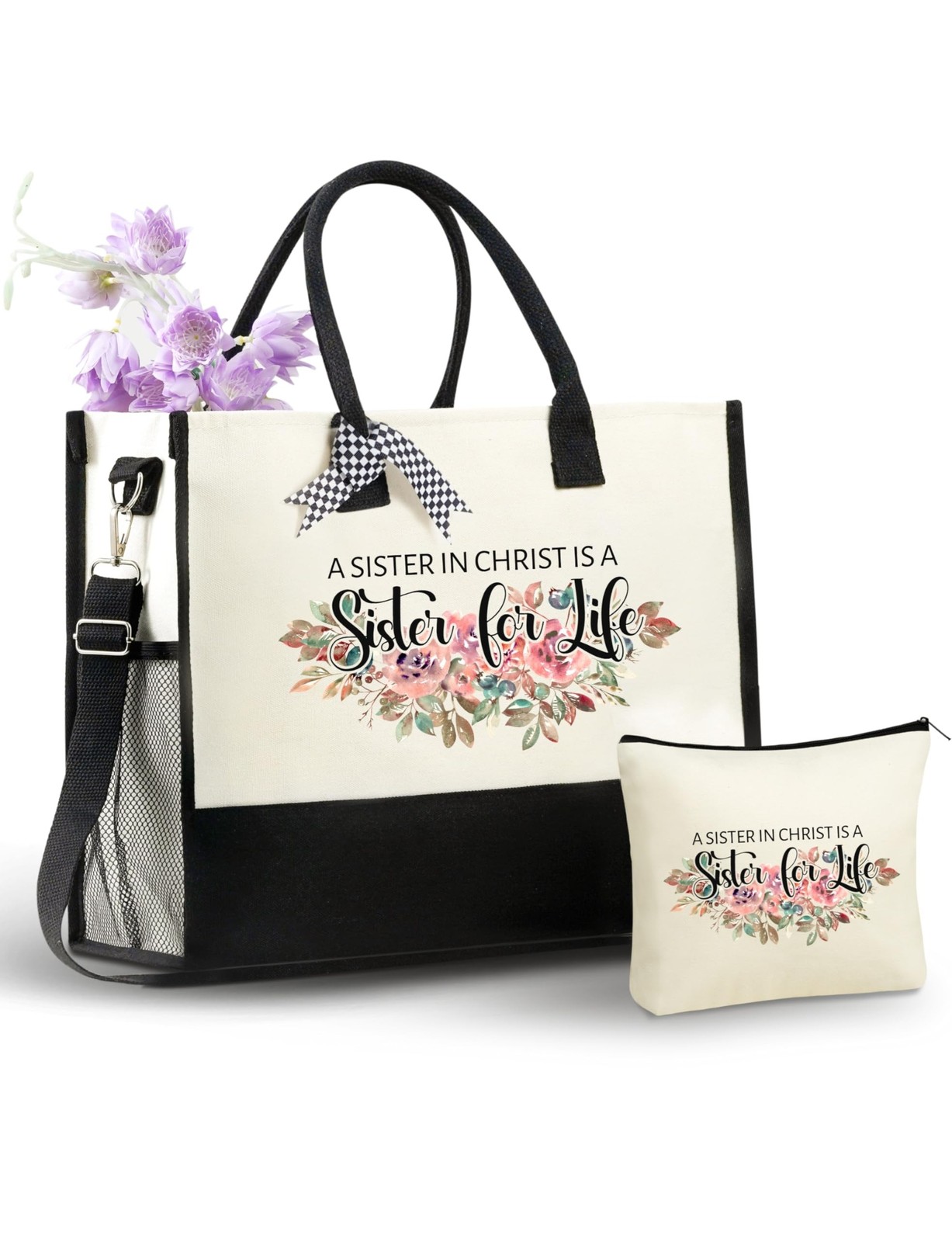 InnoBeta Sister in Christ Gifts for Women, Sister in Christ Canva Tote Bag wi…