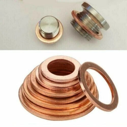 200PCS Assorted Crush Copper Gasket Seal Ring Hardware Set Metal Flat Washer
