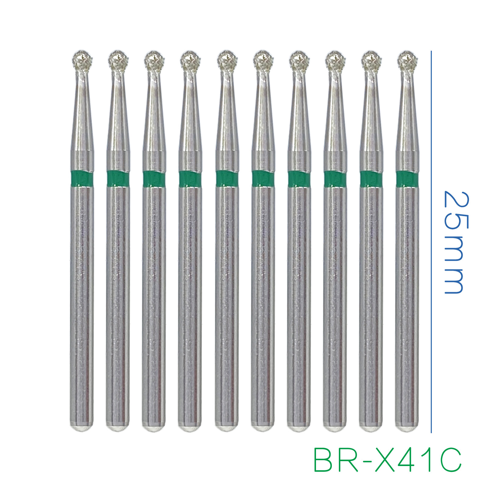 10Pc AZDENT Dental Diamond Burs Ball Round For High Speed Handpiece FG 1.6mm
