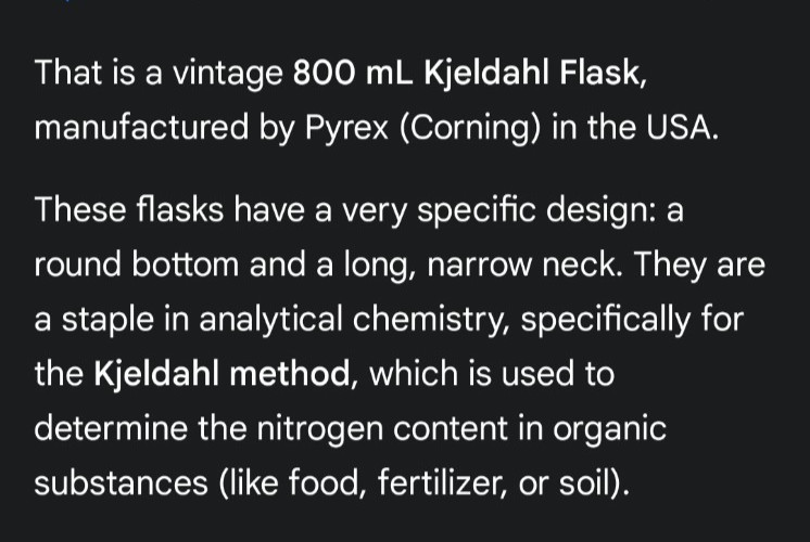 Pyrex 800ml Tooled Long Neck Kjeldahl Flask Round Bottom Art Decor Flower Vase