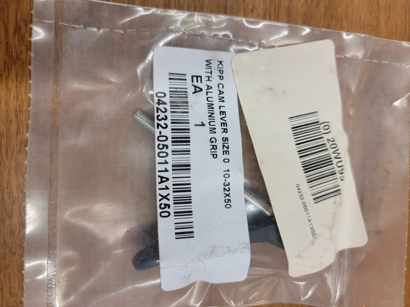 Kipp Cam Lever Size 0, 10-32 X 50 With Aluminum Black Grip. 20WU95.