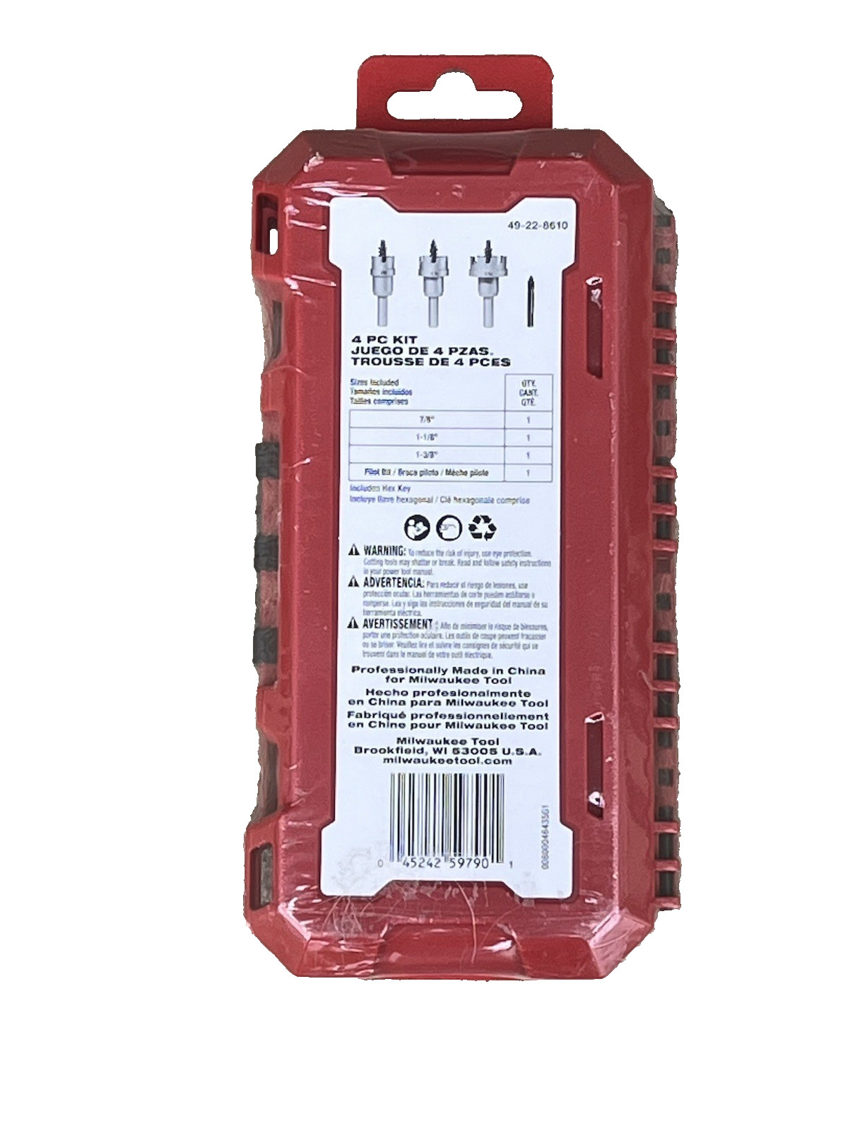 MILWAUKEE 4PC Carbide Hole Cutter Kit! 7/8″ 1-1/8″ 1-3/8″ Drill Driver BRAND NEW