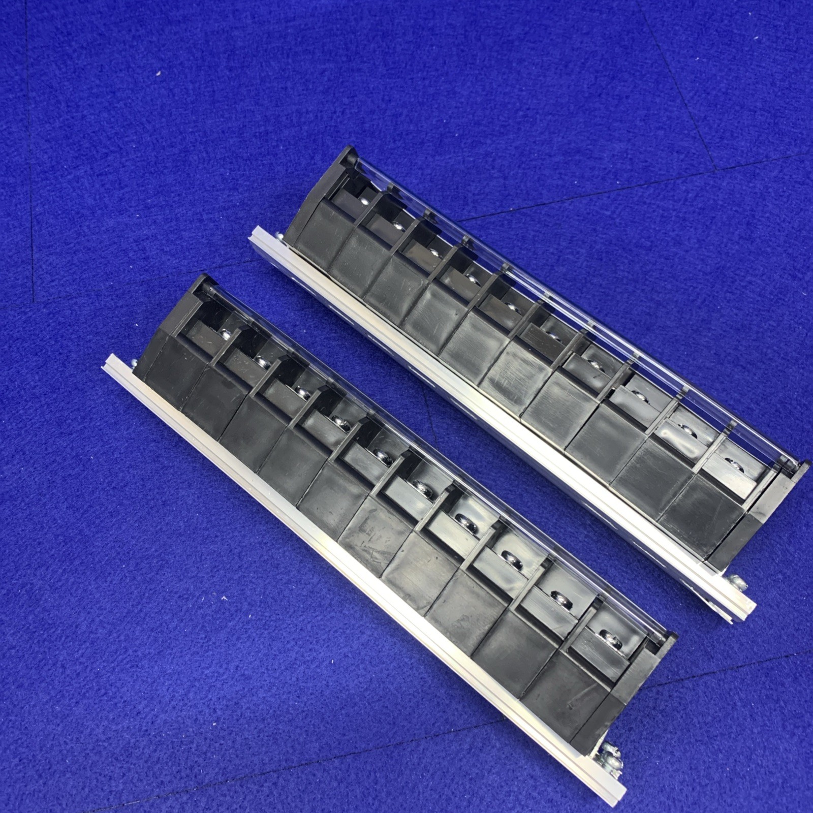 🔥2x Barrier Terminal Strip Block 660V 60A Dual Row 10P DIN Rail Base
