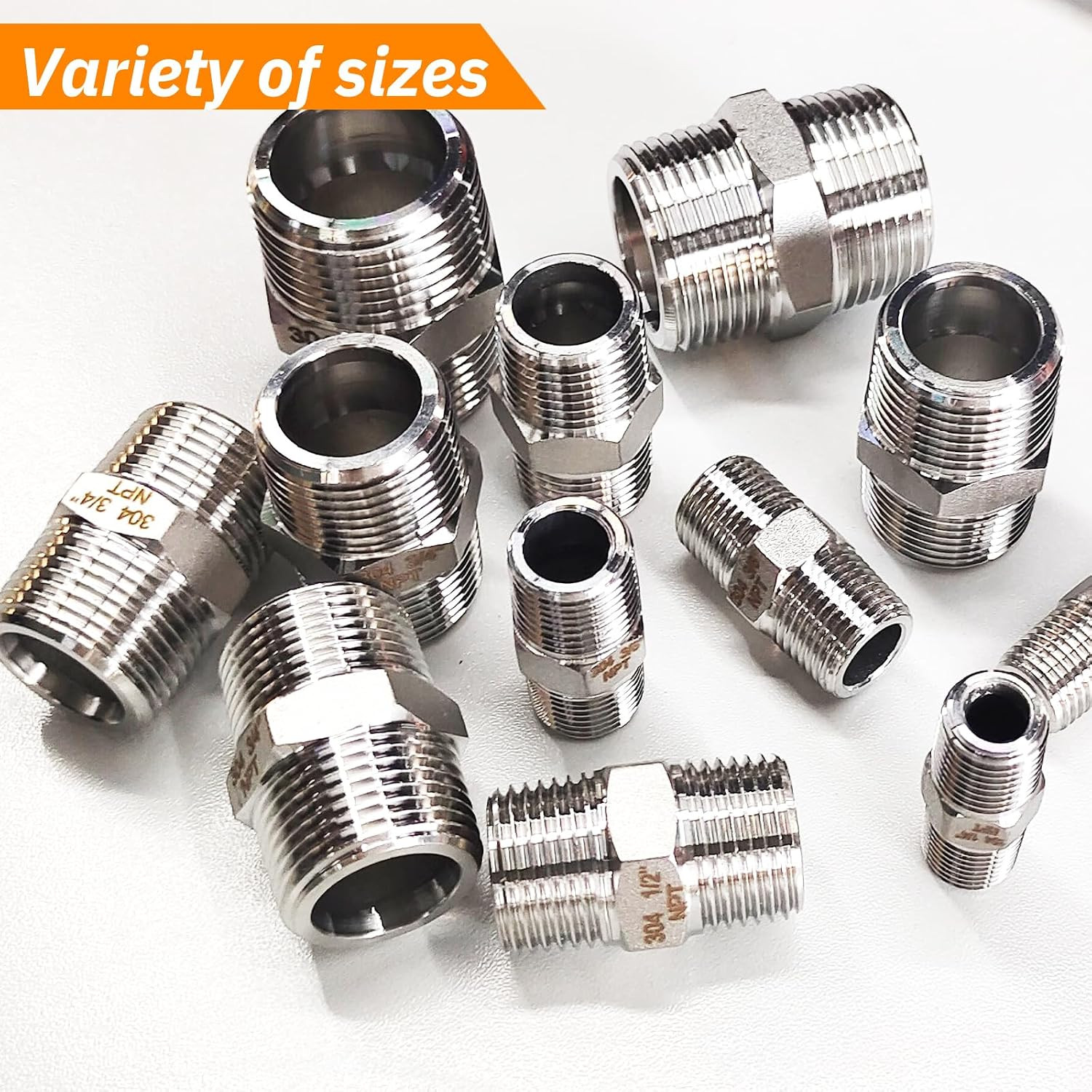 4PCS Hex Stainless Steel Nipple 3/8″NPT Male X 3/8″ NPT Male Pipe Fitting 3/8