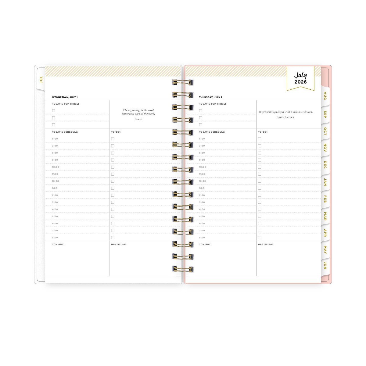 Day Designer 5″x8″ 2026-2027 Planner Fiona Blush Daily/Monthly Safety Wirebound