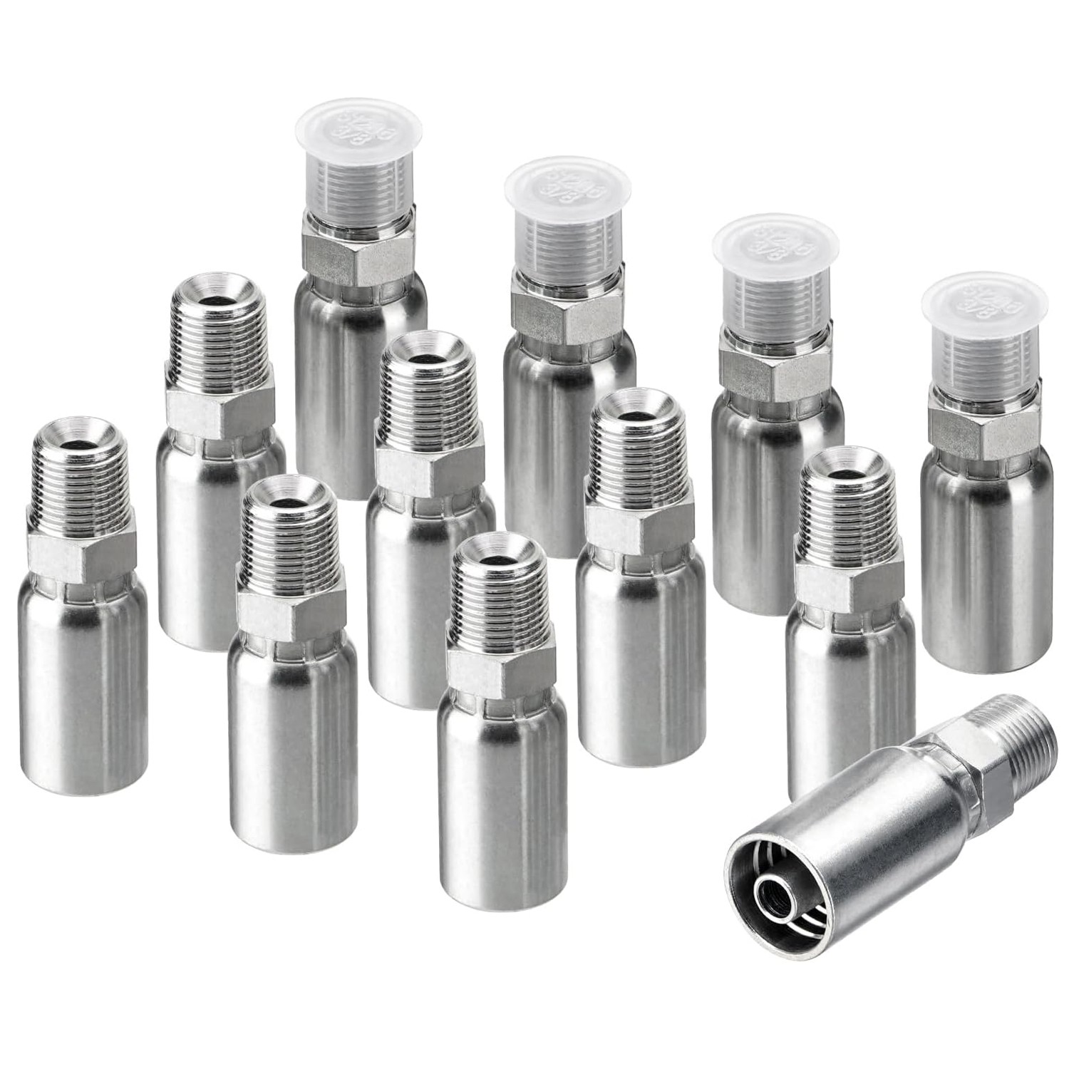 12 x 3/8″ I.D. Hose x 3/8″ NPTF Male W/ Cover Hydraulic Hose End Crimp Fittings