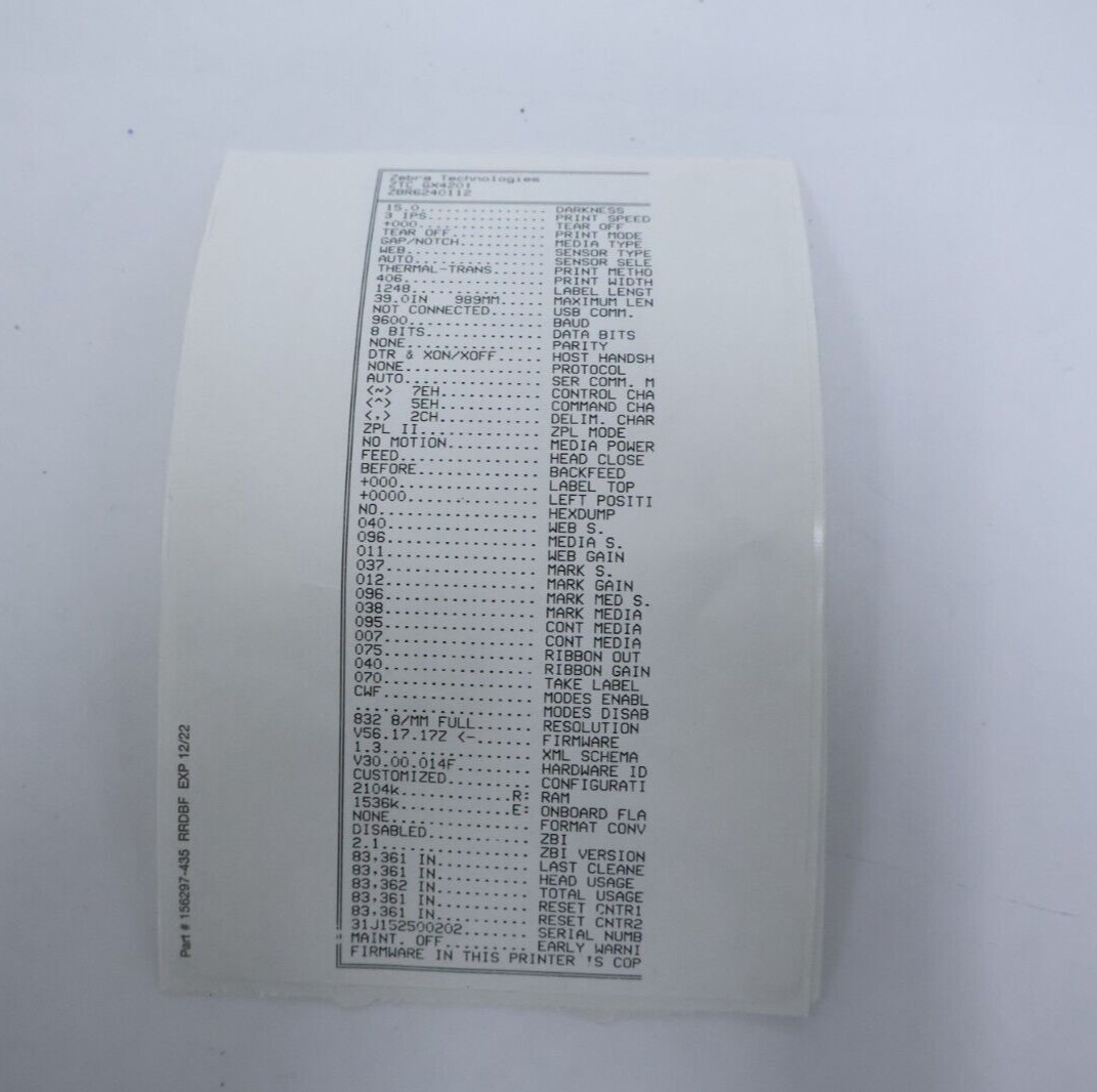 Zebra GX420t USB Thermal Label Printer GX42-102410-000 w/ Power Adapter