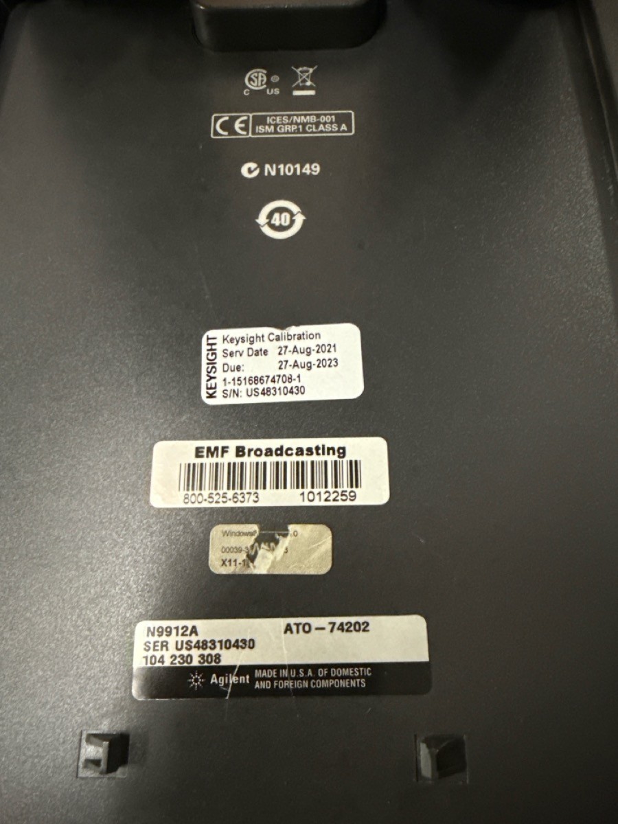 AGILENT TECHNOLOGIES FIELDFOX, #1012259; RF ANALYZER IN BLACK METAL (B33002878)