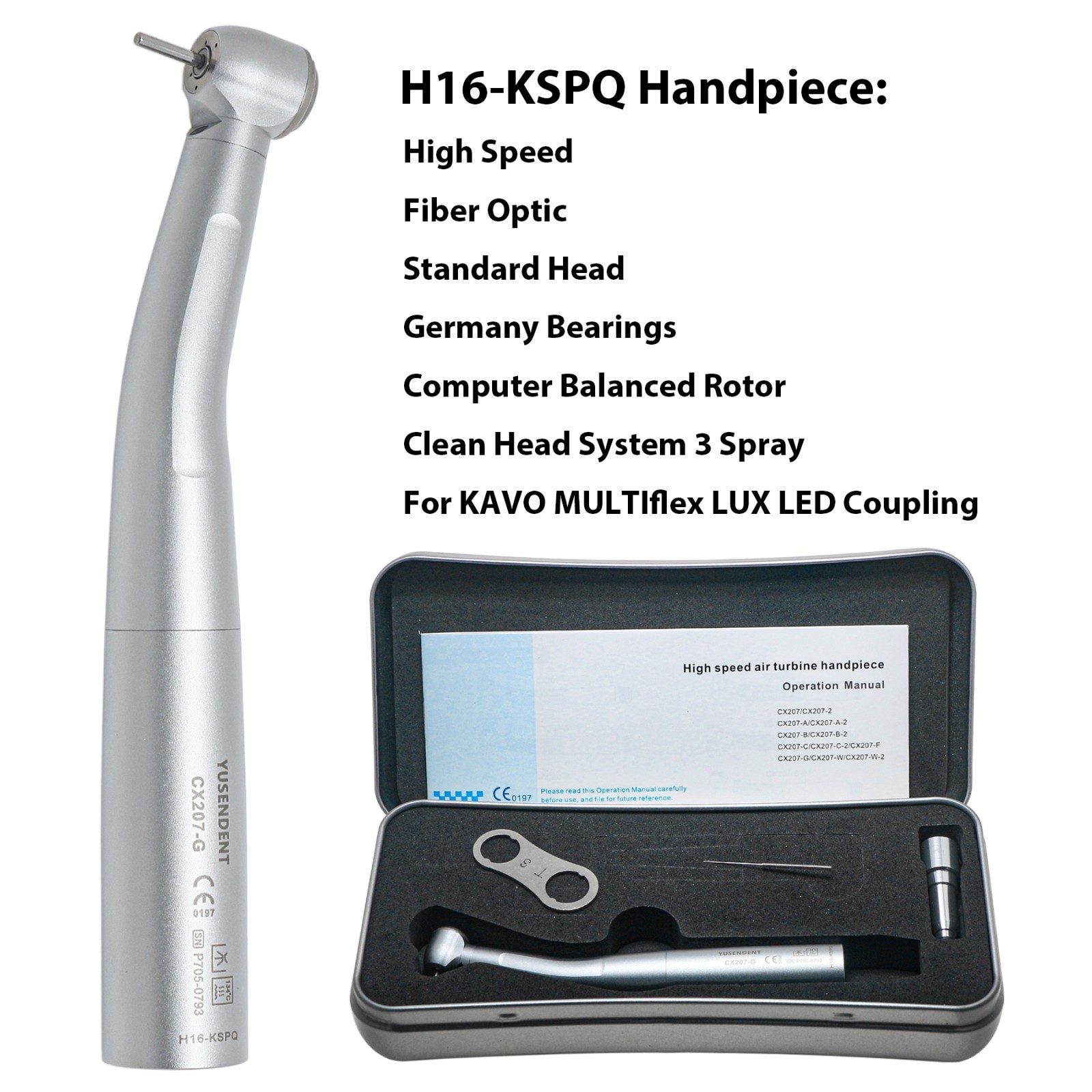 COXO Dental High Speed Fiber Optic LED Handpiece Fit Kavo NSK LED Coupler 6Holes