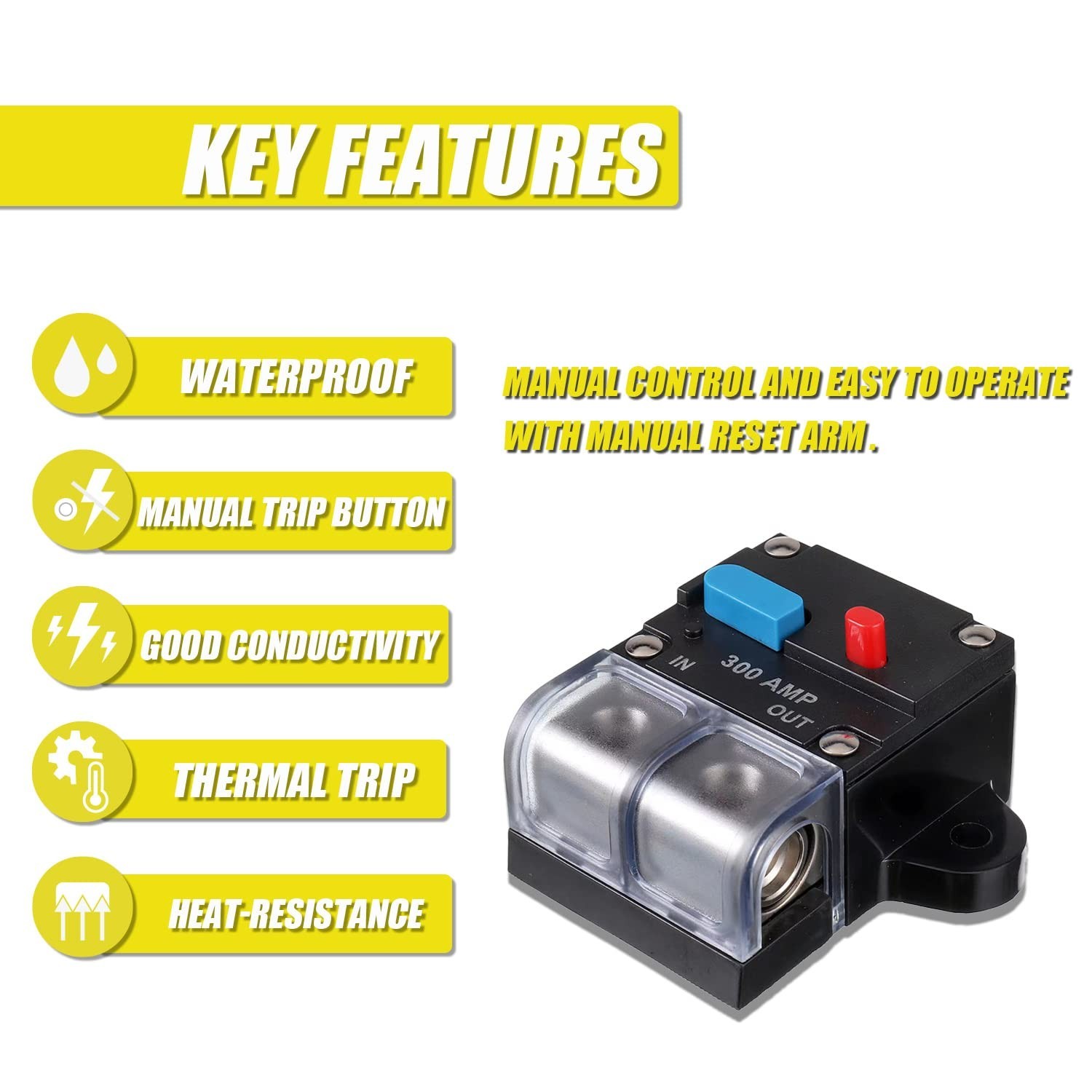 Waterproof Car Circuit Breaker Fuse Reset 30-300 Amp 12V-32V DC Car Boat Auto
