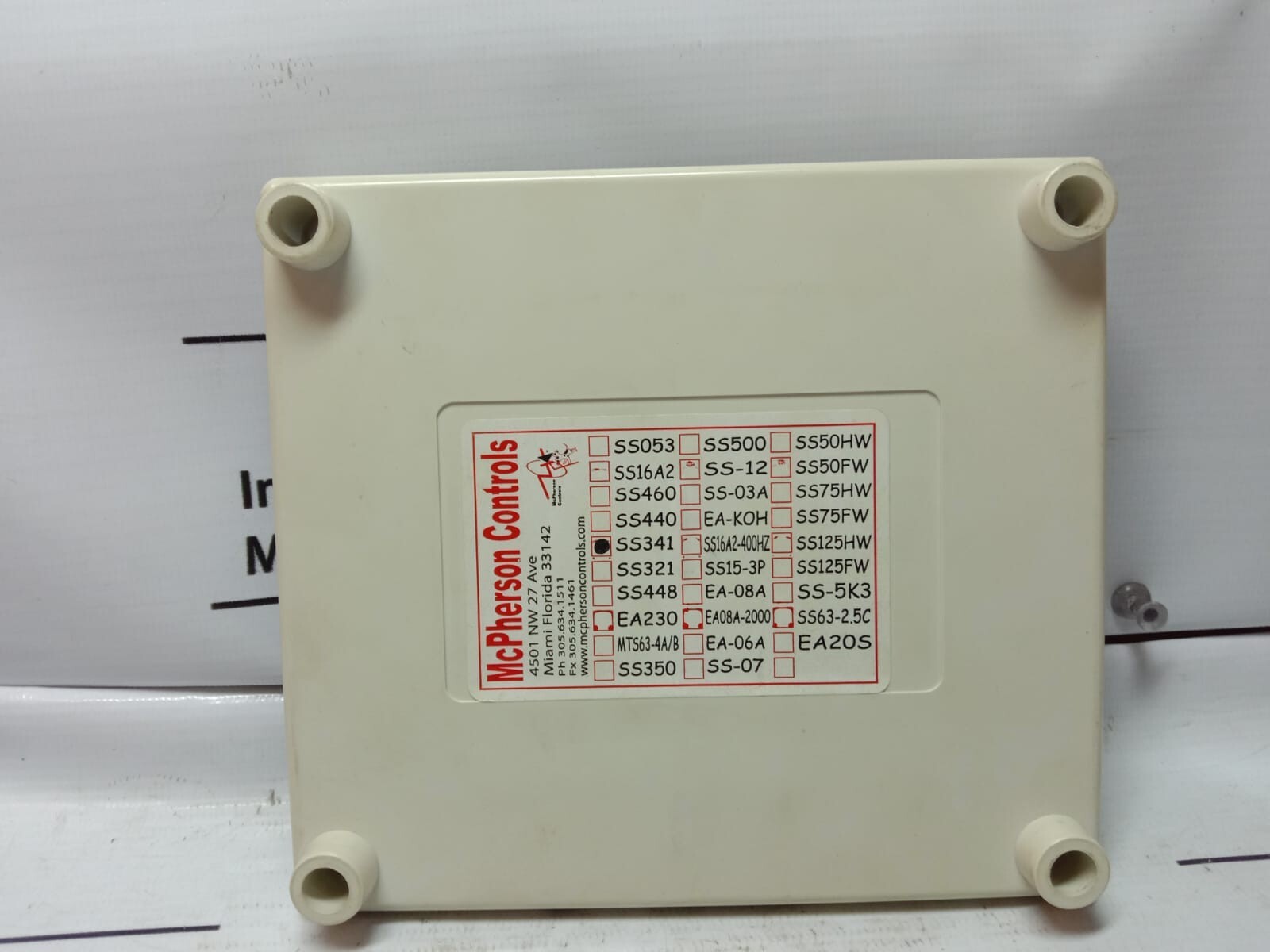 Mcpherson Controls SS341 Automatic Voltage Regulator