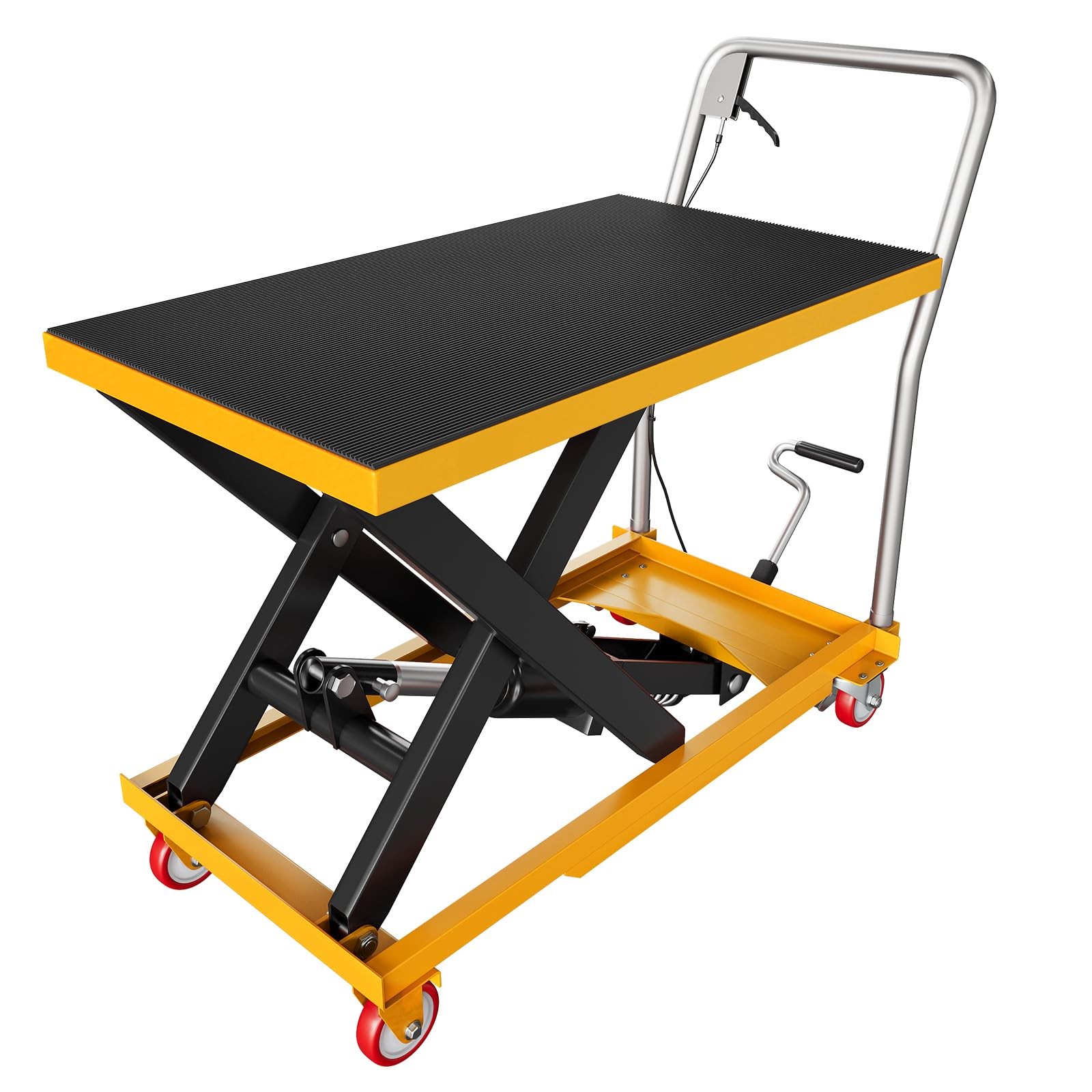 Garvee 1100Lbs Hydraulic Scissor Lift Cart 32″ Manual Lift Table w/ Wheels