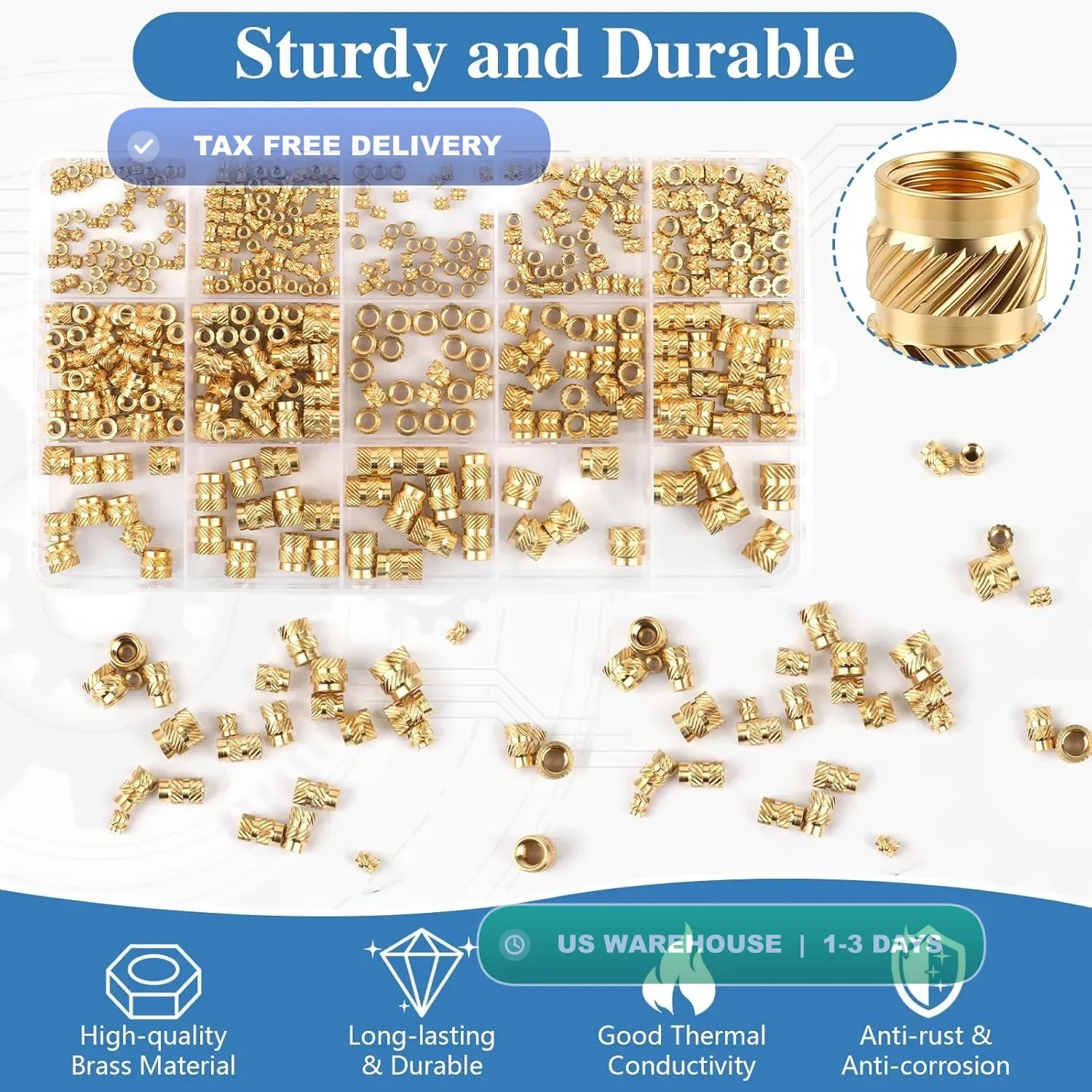420 Pcs Threaded Inserts, M2 M2.5 M3 M4 M5 M6 Brass Heat Set Inserts for Plastic