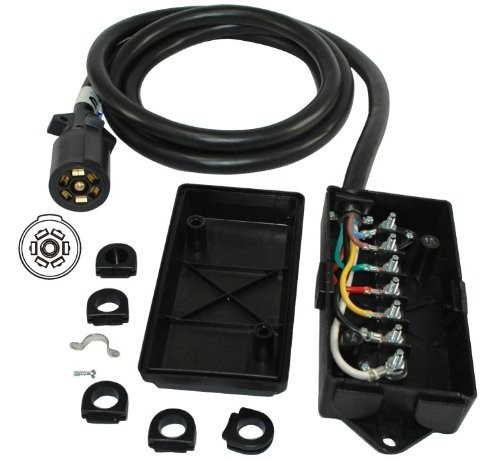 Conntek 7 Way Plug Inline Trailer Cord with 7 Gang Junction Box 6-Feet