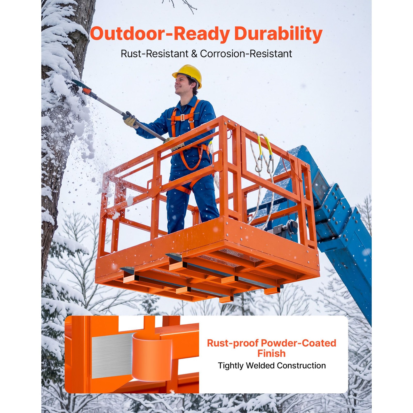 Mesh Telehandler Work Platform, 48 x 73.9 Inch, Man Safety Basket, 2000 lbs