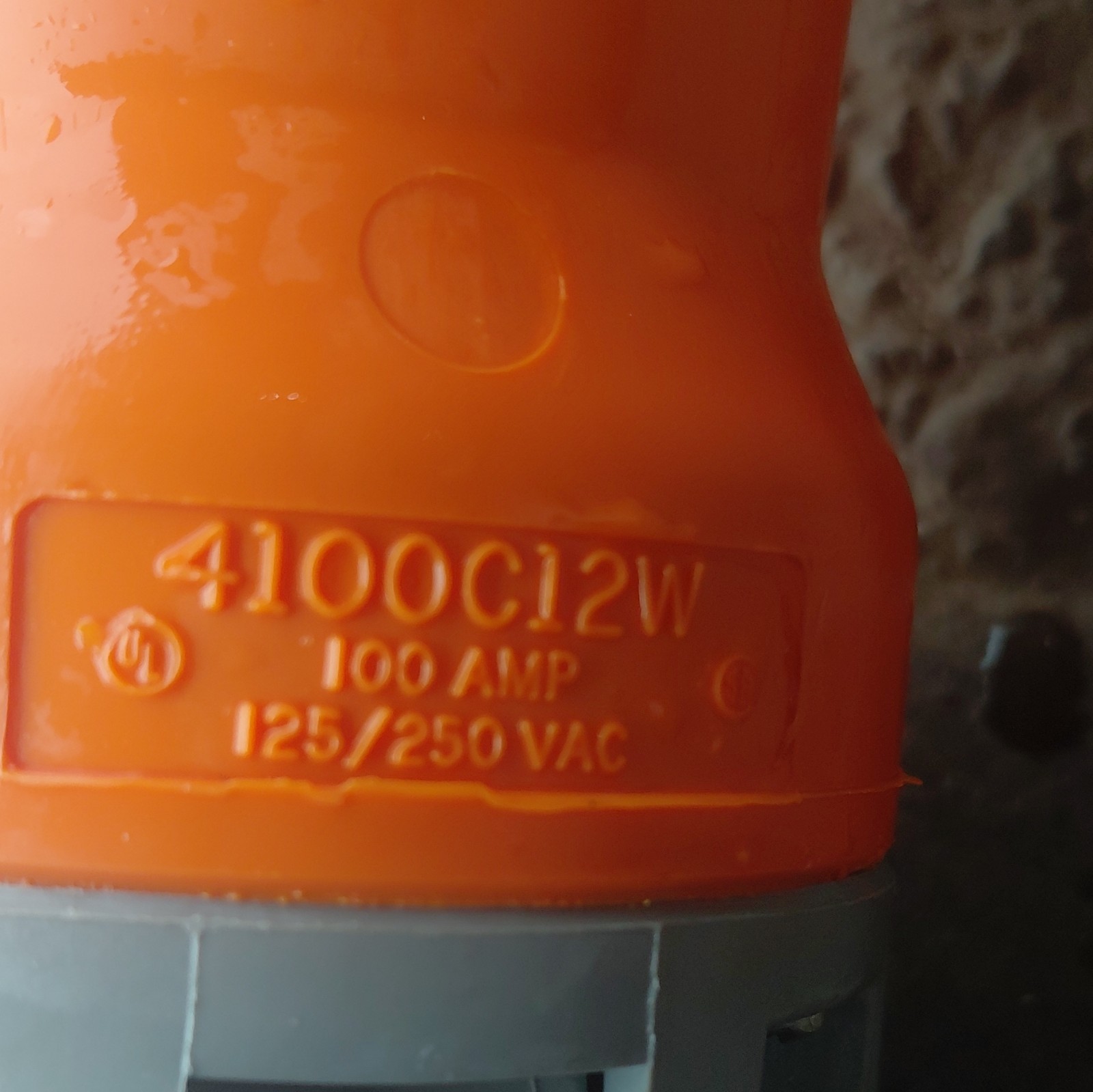 Hubbell 4100C12W Heavy Duty Type B Electrical Plug 100A 125/250VAC Orange